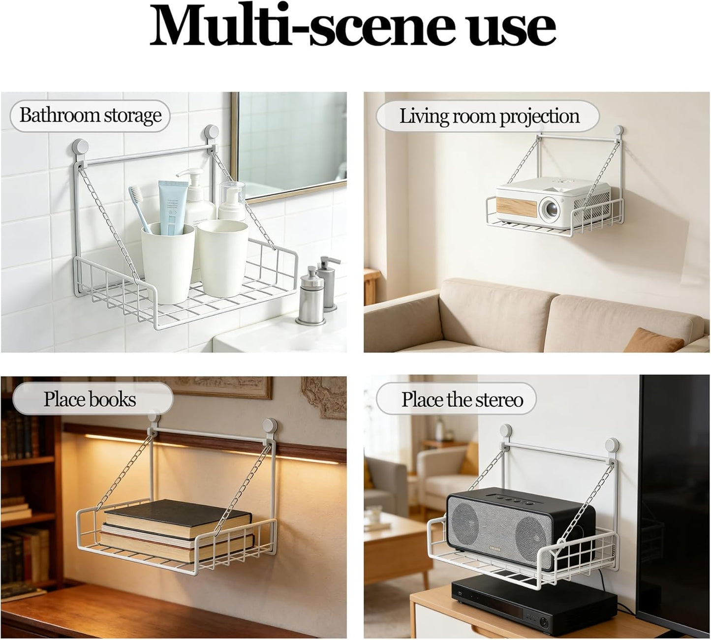 MQXYSDLY 2 11.5" 8.5" Projector Wall Bracket Router Wall Mount Suspension Cup Organizer Free No Drilling Pegs