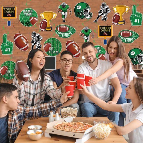 40Pcs Football Hanging Swirl Decorations, Football Party Ceiling Hanging Swirls Super Bowl Game Swirls Streamers for Sports Birthday Super Bowl Game Day Tailgate Party Decor Supplie