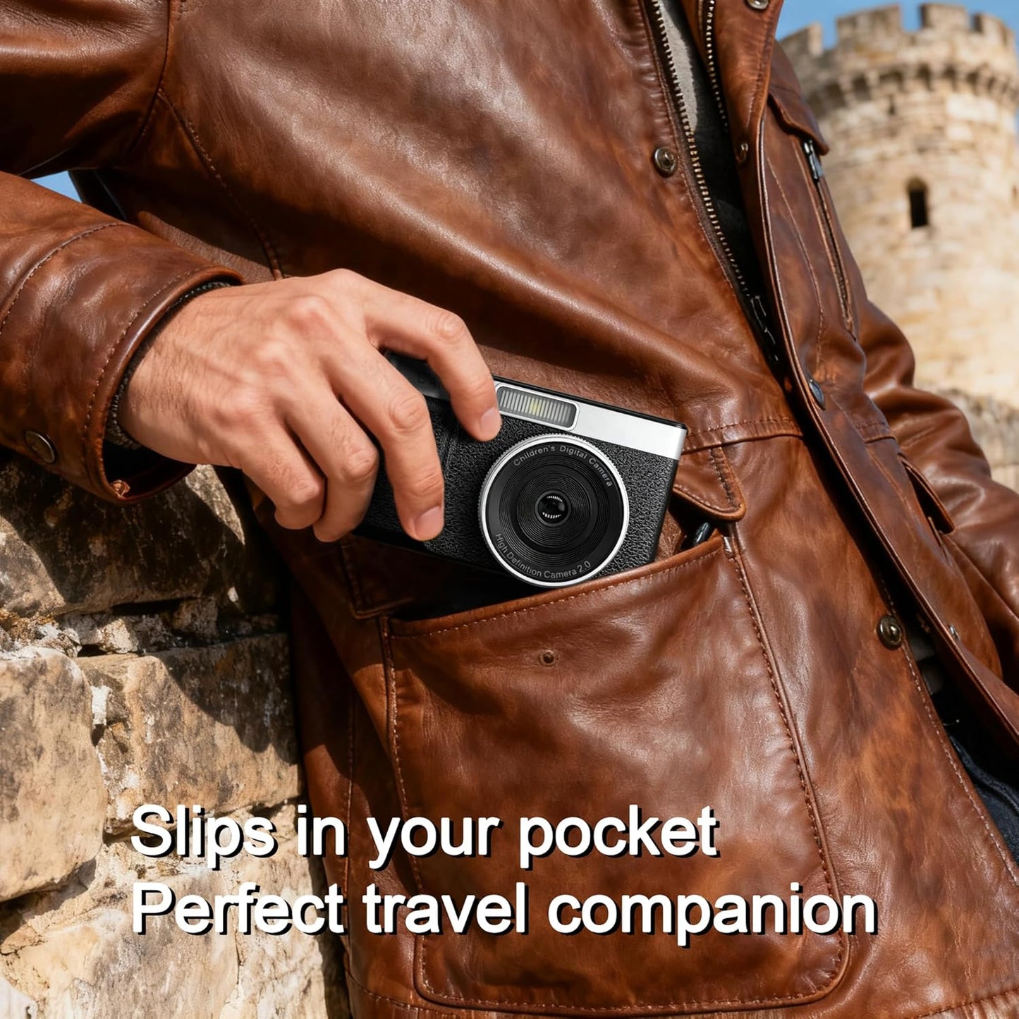 Frelisty 2" 1080P 32GB 8X Black Digital Camera with Flip Screen for Selfie, Point and Shoot Digital Camera with Card