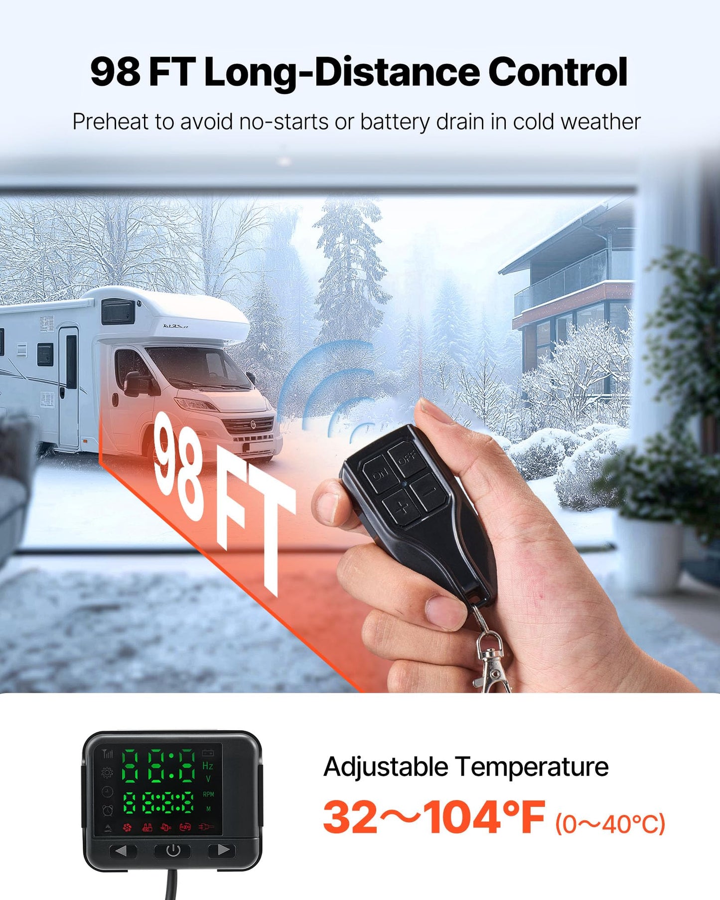 VEVOR Diesel Heater, 12V All-in-one Diesel Air Heater with Remote Control and LCD Display, 5L Fuel Tank Fast Heating Portable Diesel Parking Heater for RV, Truck, 8KW, Basic, Orange