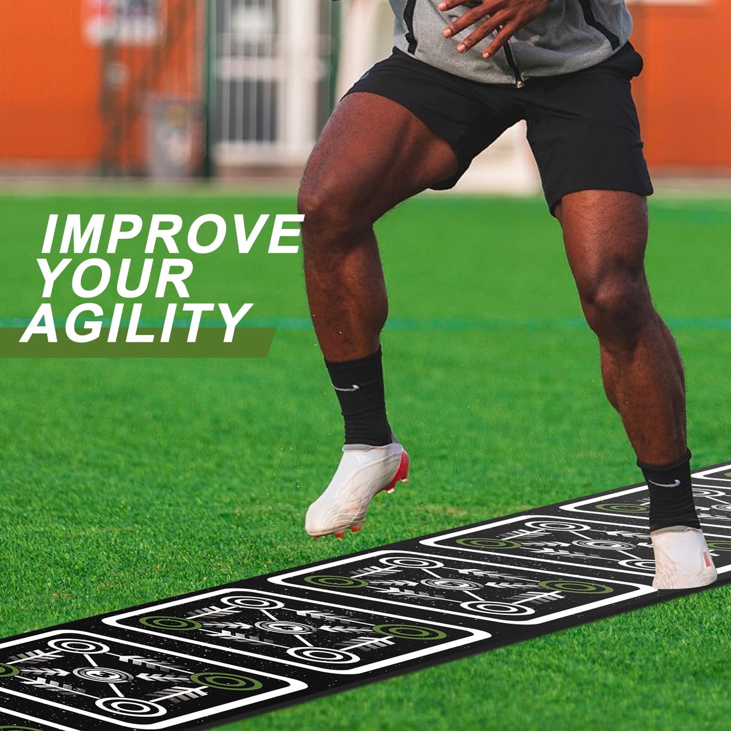 NELOMO Agility Ladder Mat 11.9 ft X 1.3 ft Agility Ladder Pad Agility Training Equipment Agility Workout Ladder Mat for Soccer Football Tennis Boxing Training