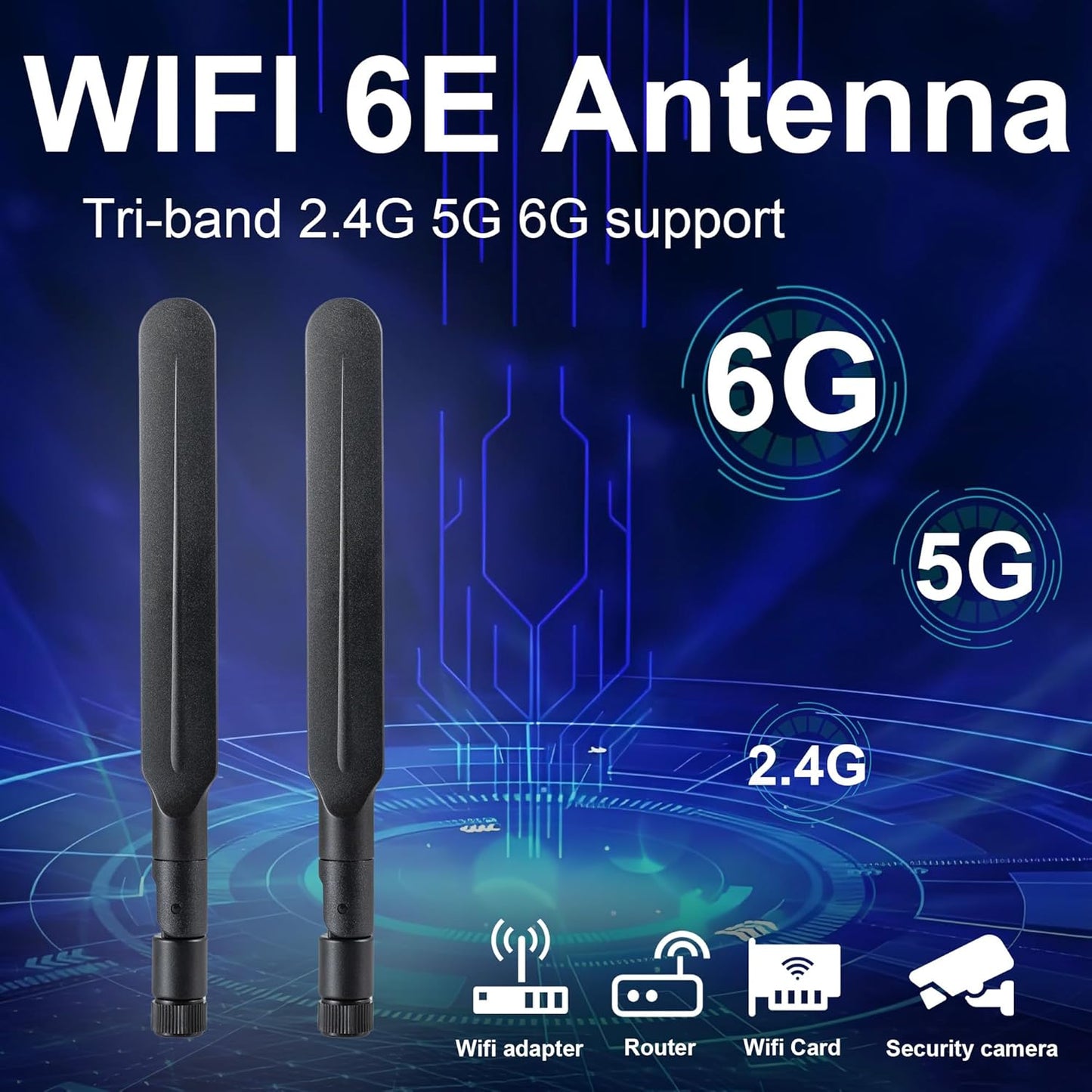eifagur 6 6E 2.4GHz/5GHz/6E 2 Pack WiFi Tri-Band Omnidirectional Antenna for PC Desktop Computer Motherboard WiFi