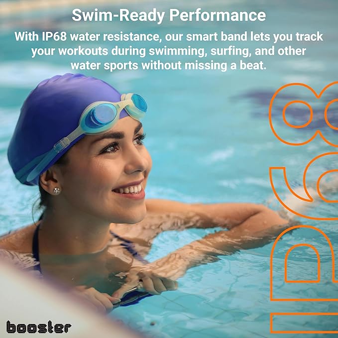 Booster Smart Bracelet, Wearable Activity & Fitness Tracker Band, 24H Sleep Tracker, All-Day Continuous Heart Rate Blood Pressure Stress HRV Monitor, 120+ Sport Modes Smart Wristband, Silicone Orange