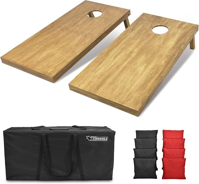 GoSports 4 ft x 2 ft Regulation Size Wooden Cornhole Boards Set - Includes Carrying Case - Full Regulation Size Bean Bag Toss Boards