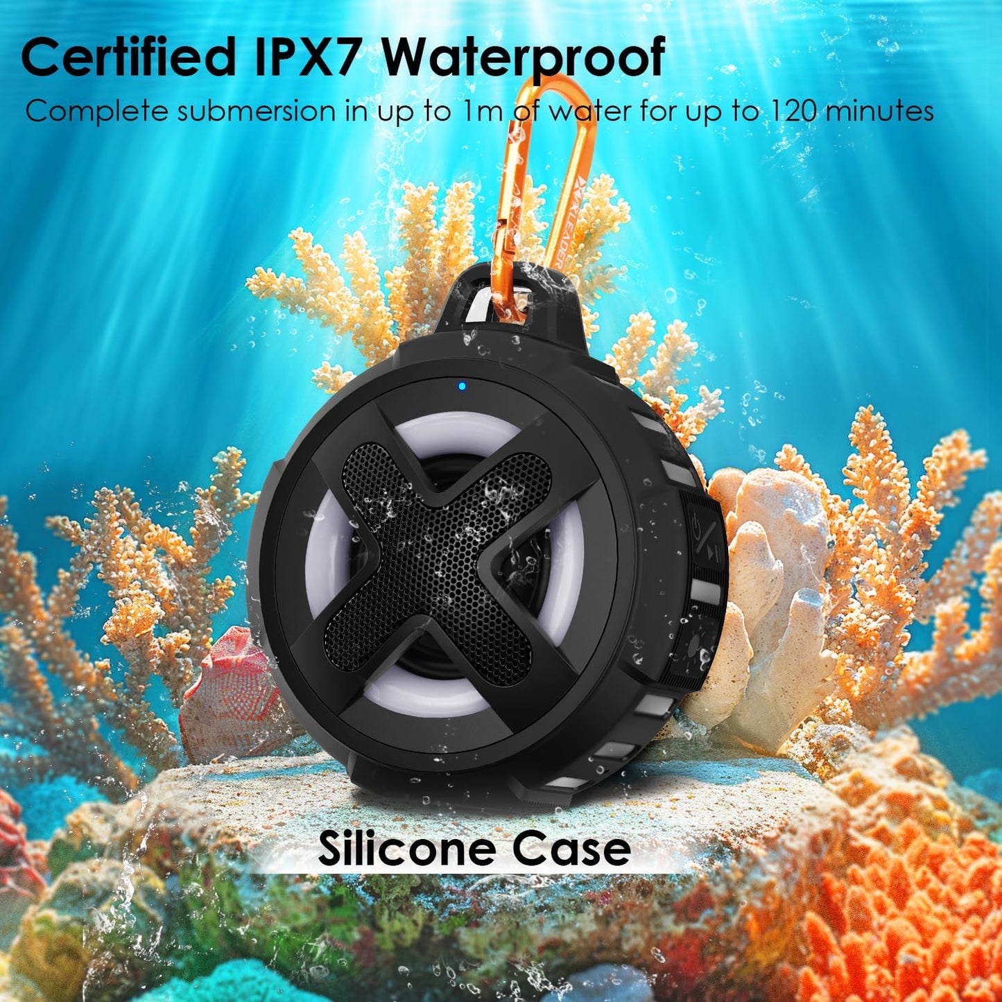 XLEADER V5.4, IPX7 Navigation,10W 15-24H Upgraded, Pro Bike Speaker, with Pro Handlebar Mount, Bluetooth Waterproof