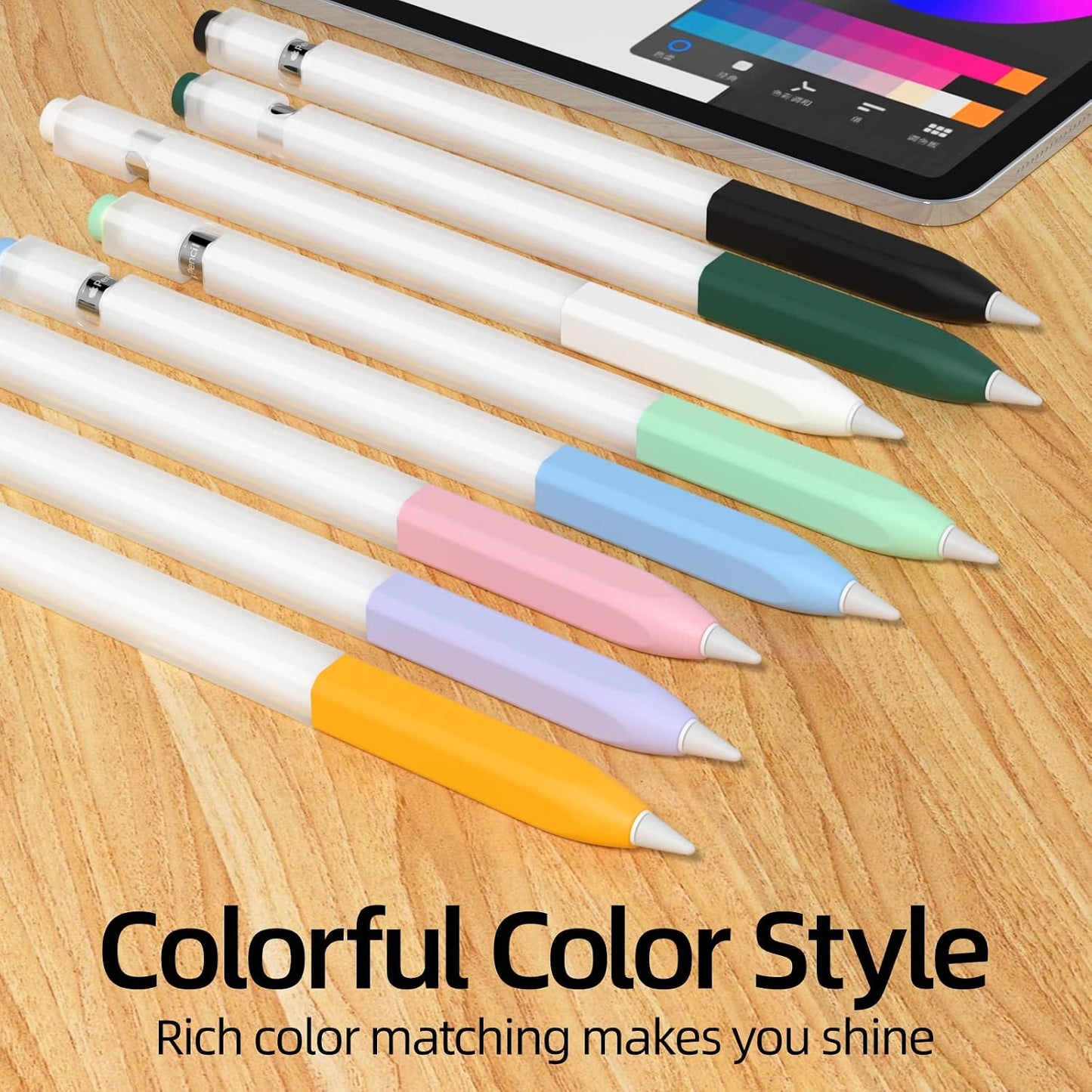 JOOSKO 1st [2 Pack] 10 Pencil Case Compatible With Apple Pencil Generation, Soft Silicone [With Tip Cover] (Yellow