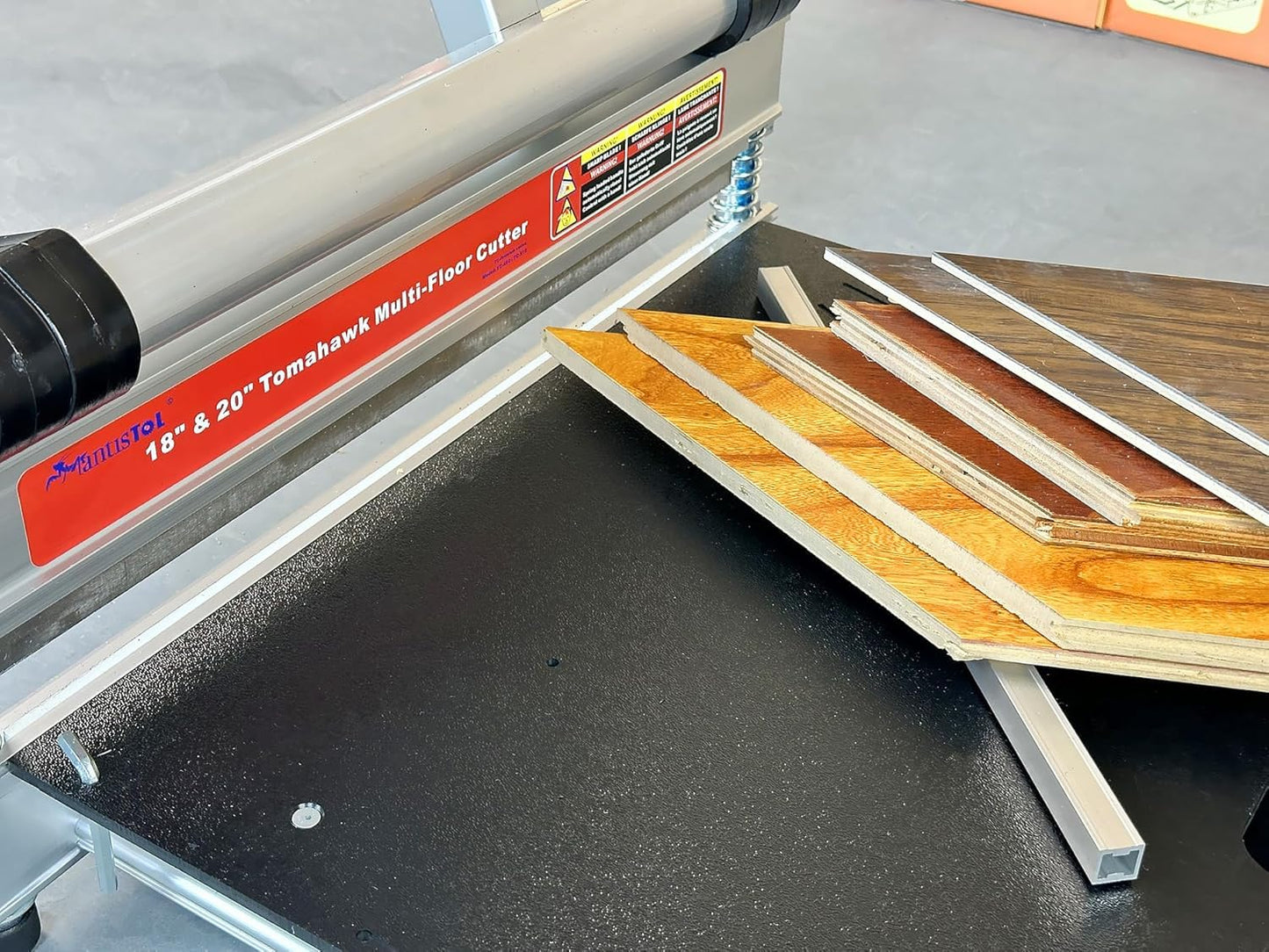 20" Pro Max laminate & Rigid core Vinyl Floor Cutter, Cuts up to 20" Wide and 11/16" (17mm) Thick; How About The Demo? Full cuts Engineered Hardwood; LVP/T, SPC, RVP, VCT, WPC, PVC; Super Powerful!