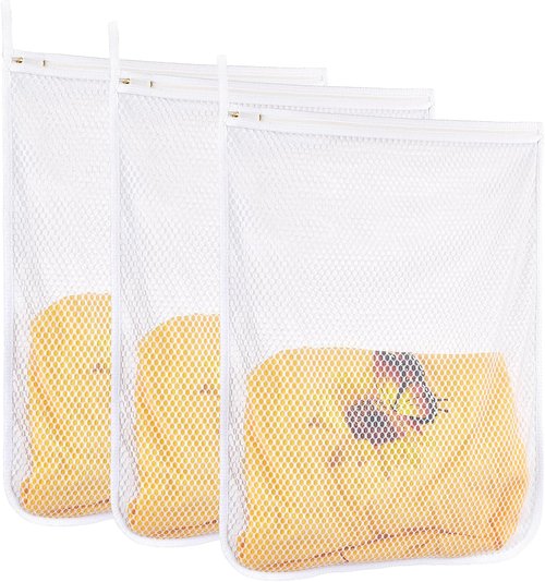 Durable Honeycomb Mesh Laundry Bags by [Brand Name] - 3 Large Bags for Delicates | 16" x 19"