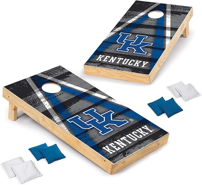 Wild Sports NCAA College 2' x 4' Wood Direct Print Tournament Cornhole Set, 8 Bean Bags, Vintage Triange Design - Tailgate, Outdoor, Backyard