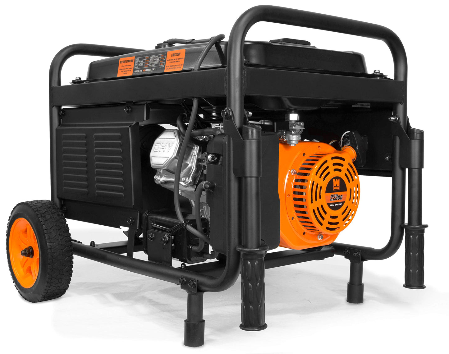 WEN 56475 4750-Watt Portable Generator with Electric Start and Wheel Kit, Yellow and Black