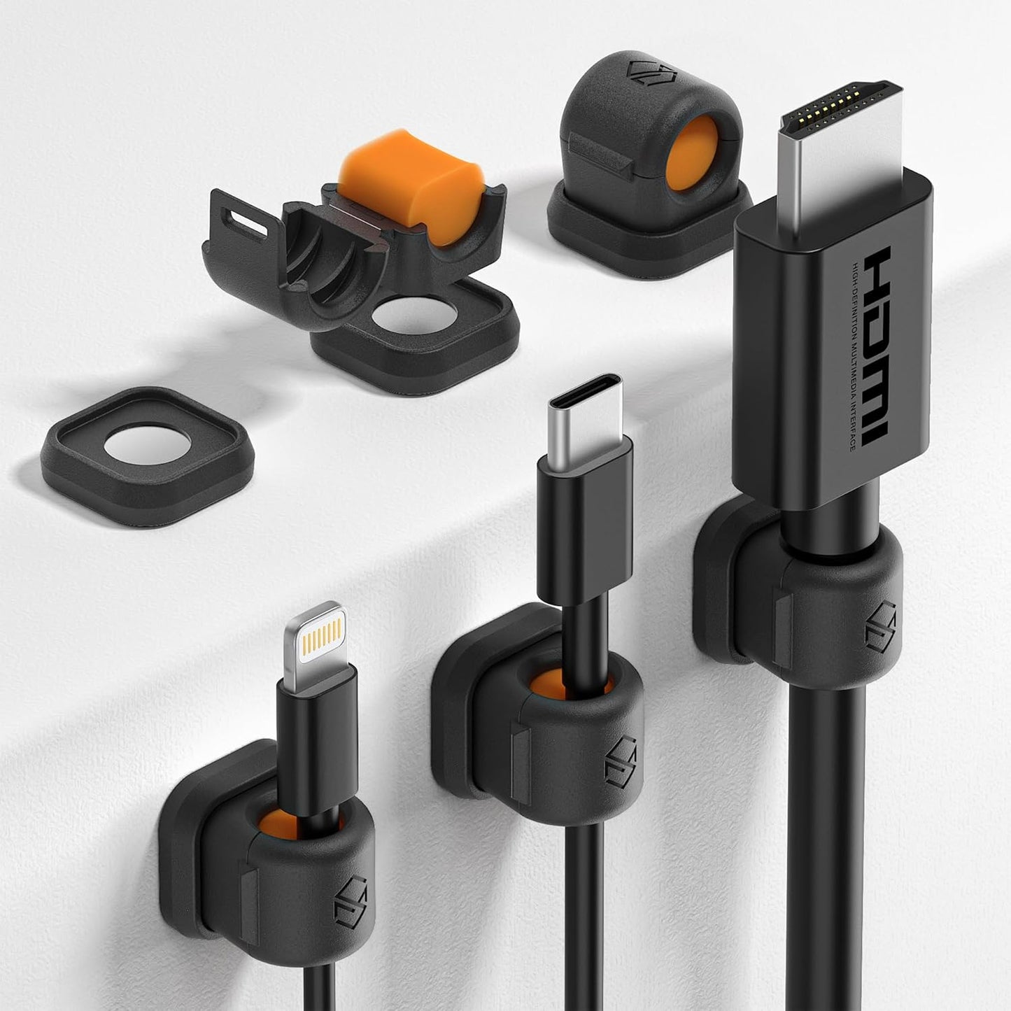 Sinjimoru 6 Pack 7.5mm Magnetic Cable Clips, Compact Size Cord Organizer & Cable Management for Desk, Nightstand & Car