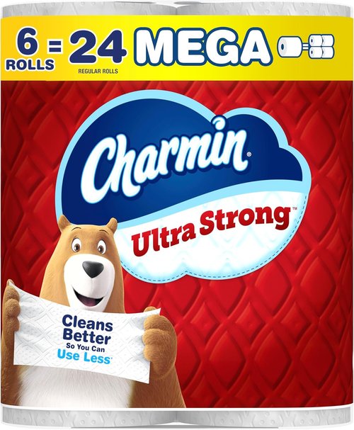 Charmin Ultra Strong Toilet Paper - 6 Mega Rolls = 24 Regular Rolls | 2-Ply, Soft & Durable