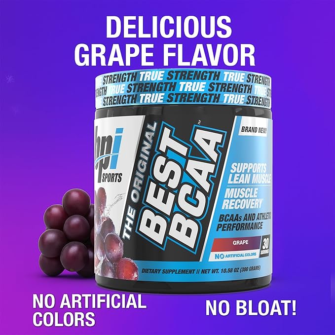 BPI Sports Best BCAA Powder - Muscle Recovery Support - Branched Chain Amino Acids | Building Blocks of Protein and Muscle - Post Workout Recovery ??Hydration - Grape, 30 Servings