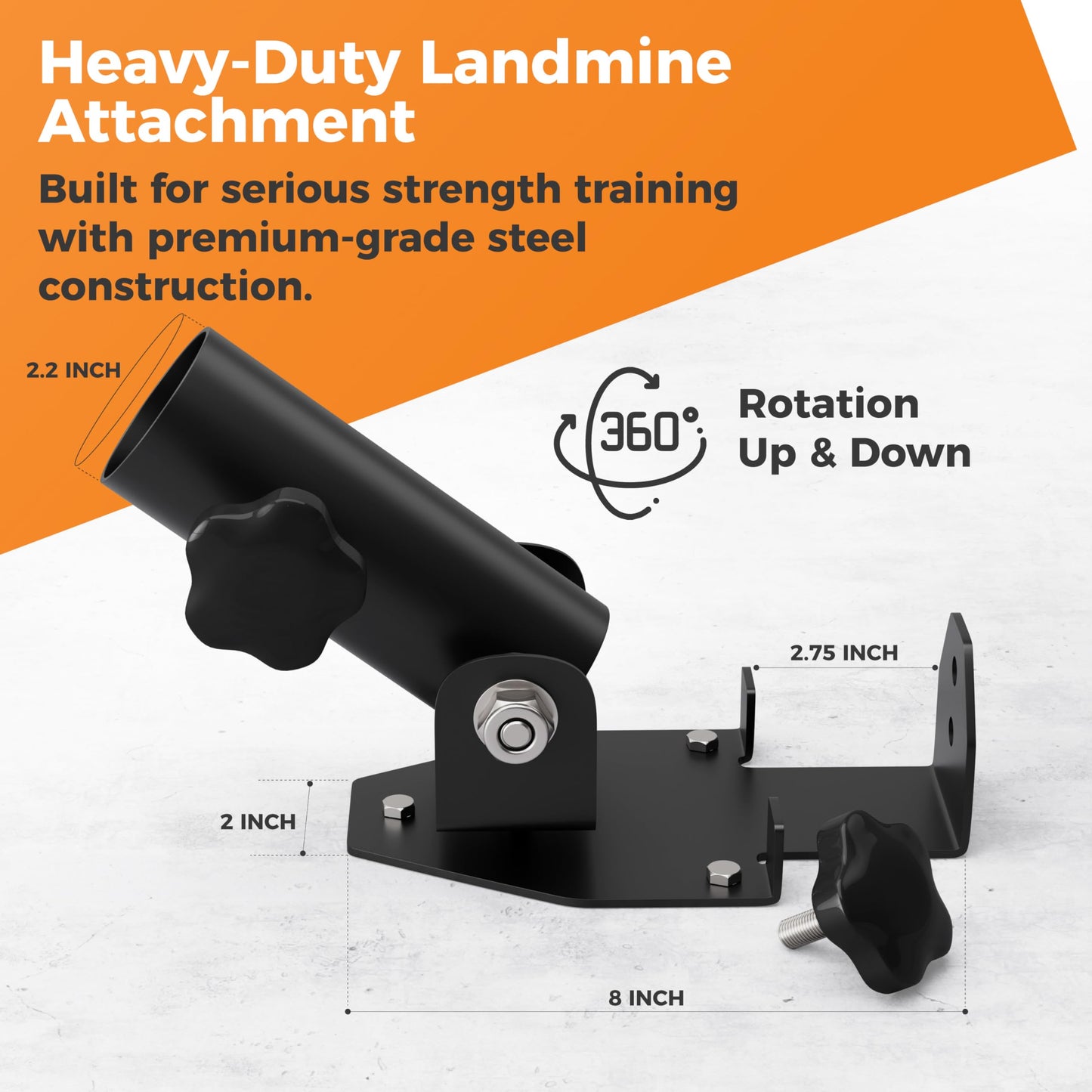 Rack, Wall or Floor Mount Heavy Duty Landmine Attachment for Barbell - Olympic Size T Bar Row Attachment, Landmine Base for Squat Rack and Viking Press - Gym Equipment Accessories by EVERSTRONG