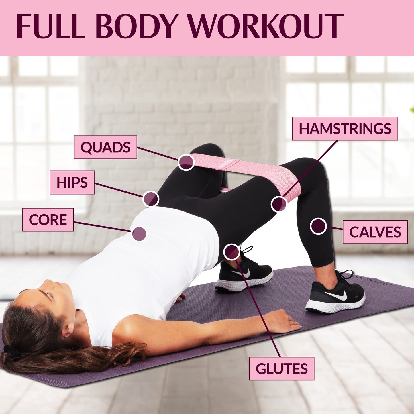 Gymbee Resistance Bands for Working Out - Exercise Bands to Workout Glutes, Thighs & Legs - No-Slip Cloth Booty Belt for Gym & Home Fitness, Yoga, Strength & Pilates for Men/Women - 3 Levels