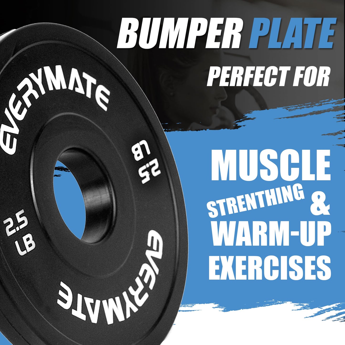 EVERYMATE Black Change Weight Plates: 2.5LB 5LB Set Fractional Plate Olympic Bumper Plates Set for Strength Training, 2 inch weight plates