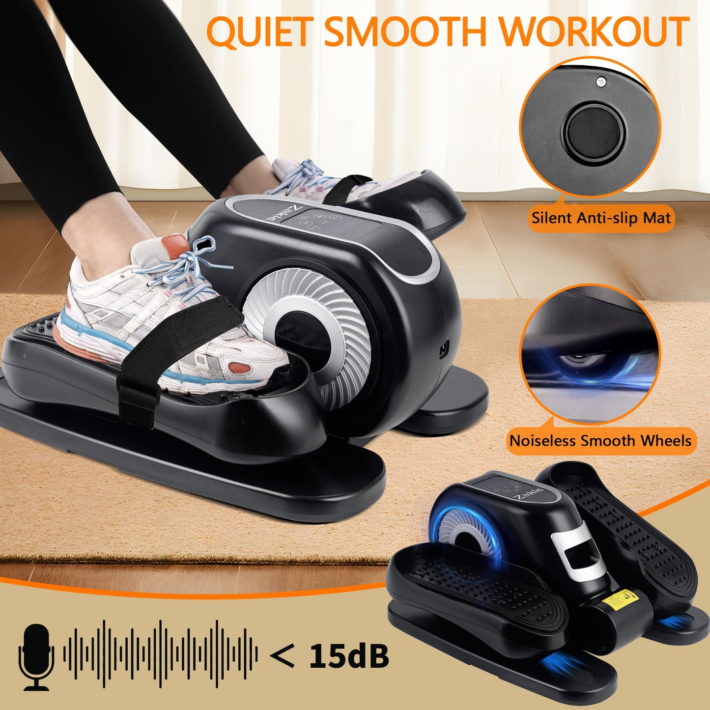 Zakle Under Desk Elliptical Machine, Electric Elliptical Training Machine for Seniors w/Remote Control, 12 Speed Levels, Manual & Auto Mode, Quiet Seated Pedal Exerciser for Home Office (Black)
