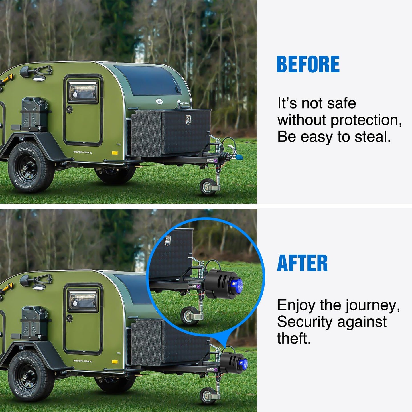 Nilight 2-5/16" Trailer Lock Heavy Duty Anti-Theft Trailer Hitch Locks Fit for 2 5/16 Inch Ball Coupler Safety Chains Trailer Tongue Lock Set with Key Pry-Resistant Brass Core for Trailer Boat RV