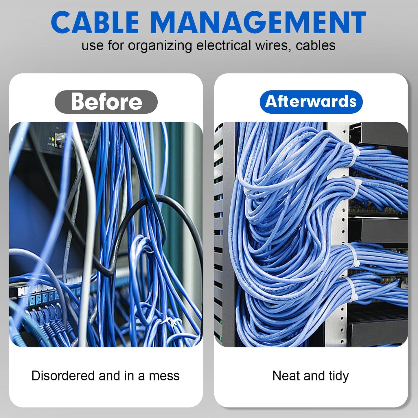 1200pcs 8 Inch, 50lb Zip Ties, RAZCC Cable Zip Ties Heavy Duty White Plastic Wire Ties with Tensile Strength