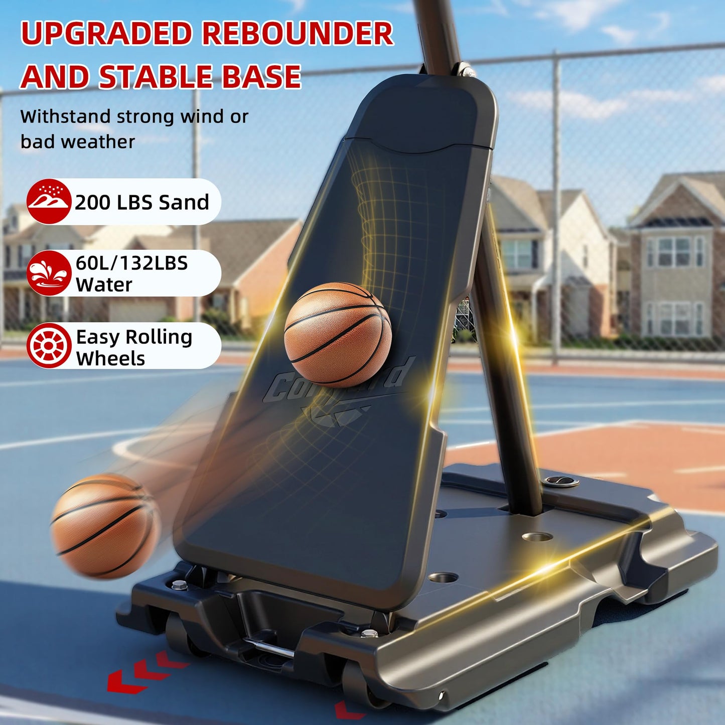 Cofiyard Basketball Hoop Outdoor with 44&48&54In Shatterproof Backboard, 5.25-10FT Height Portable Basketball Hoop with Sandbag, Adjustable Basketball Goal System