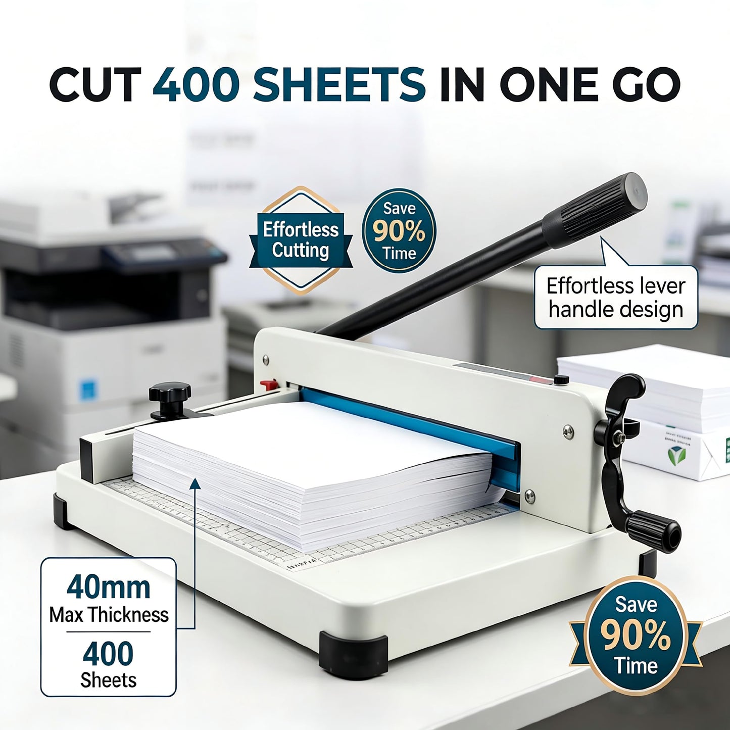 Gleebe Heavy Duty Paper Cutter Guillotine 12 Inch Cutting Length Capacity Up to 400 Sheets Ideal for Offices Schools Print Shops Professional Quality Trimmer for Precision Cutting
