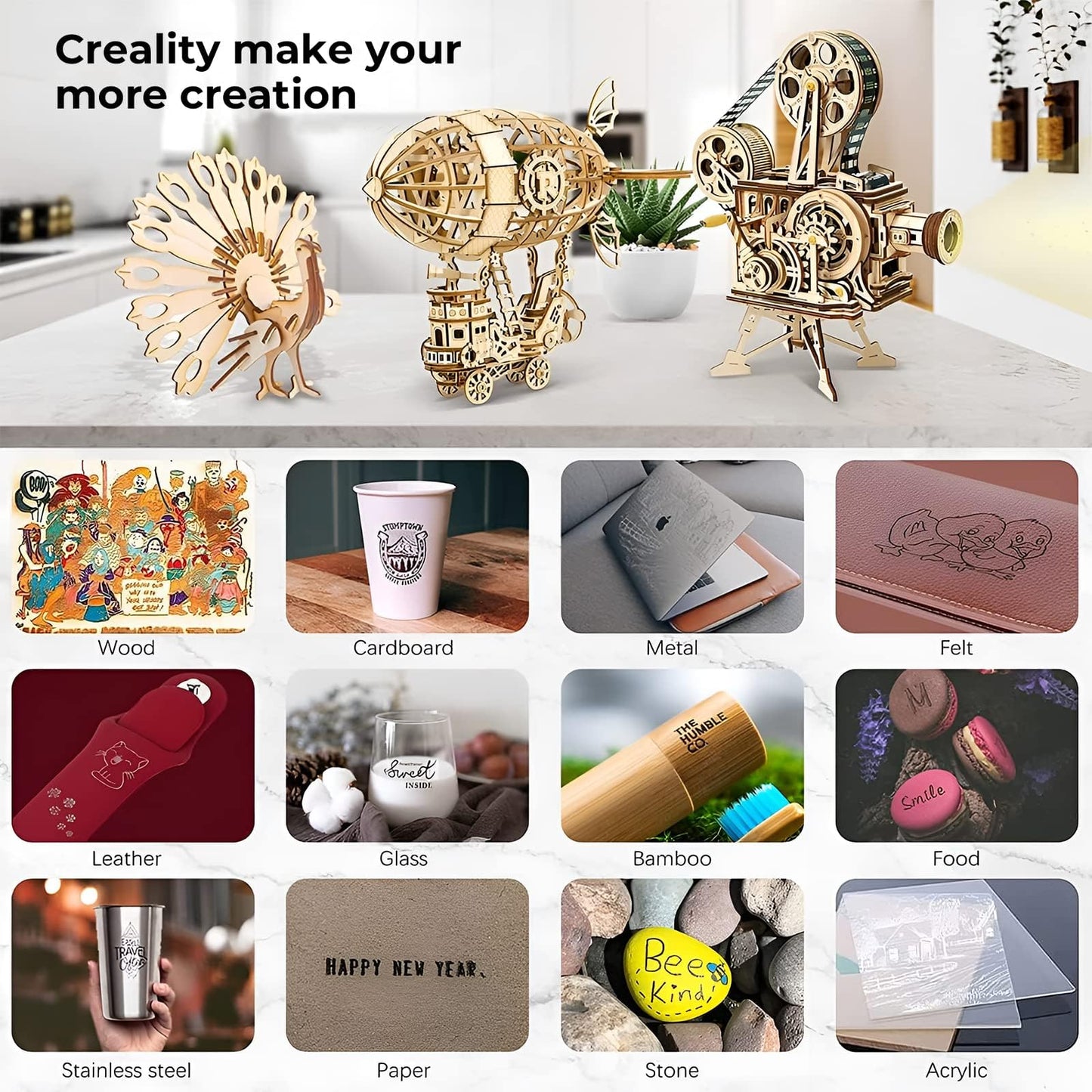 Creality Falcon 72000mW Output Laser Engraver, 5W Efficient Laser Engraver Machine, Laser Cutter and Engraver Machine for Wood, Metal,Paper, Acrylic, Leather, Laser Class 4