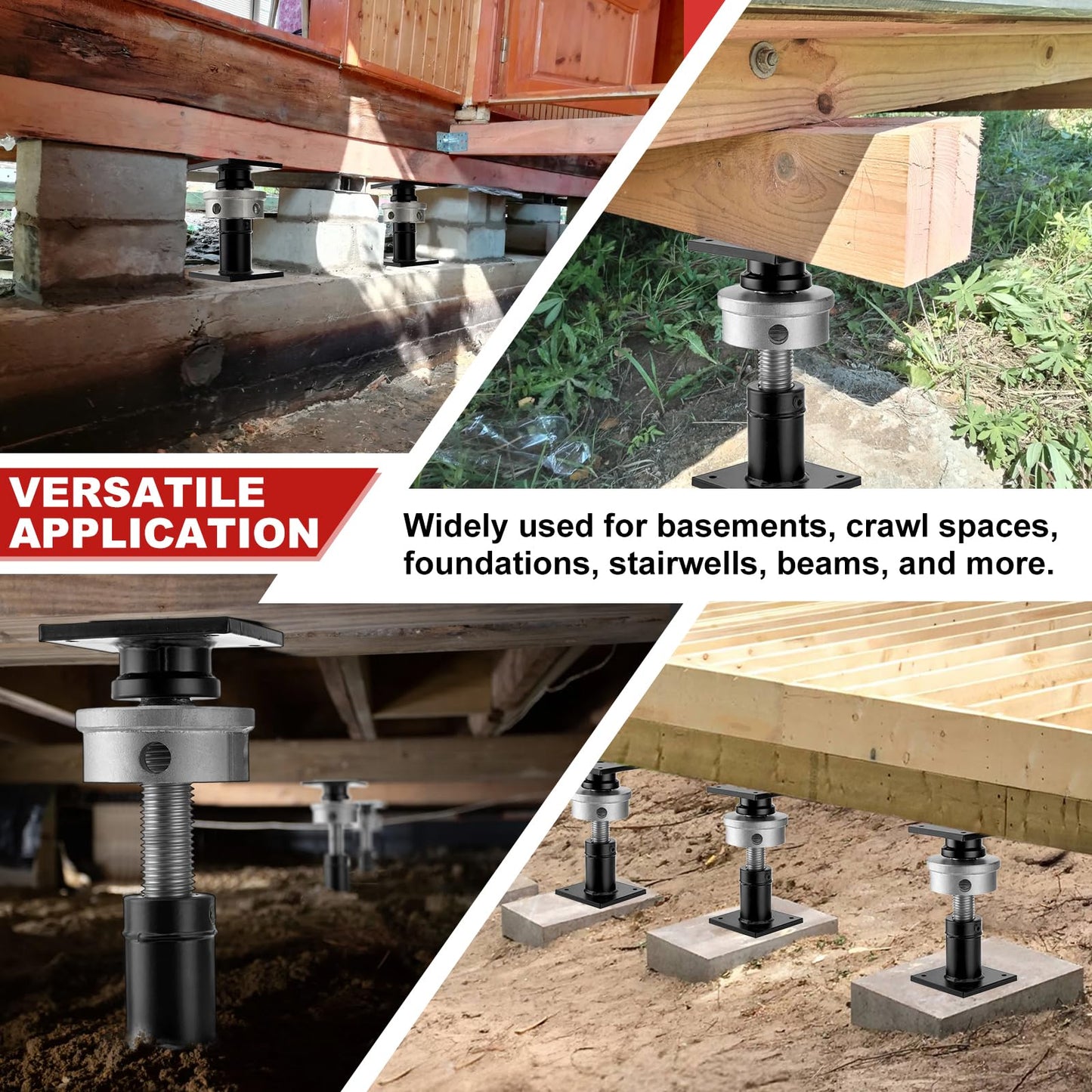 TRUCFUSION Screw Jacks Home Leveling, 6.5-9" House Floor Jacks, 22,046 lbs Load Capacity Small Basement Floor Jack for Crawl Space, 2 PCS Black