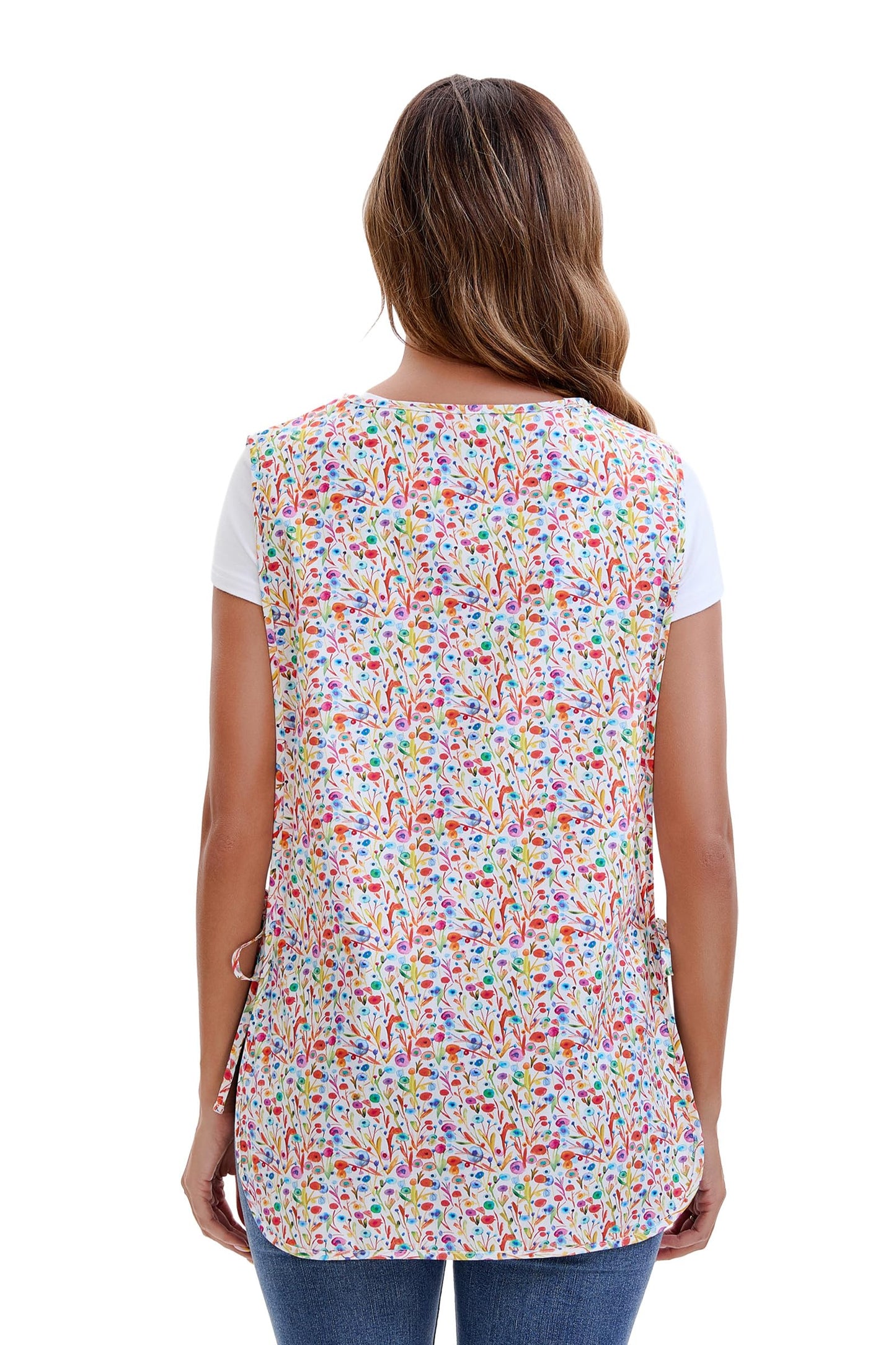 Nanxson Women Cobbler Apron Smock Cotton Printed Apron with 2 Patch Pockets and Side Ties for Work Chef Kitchen Housework