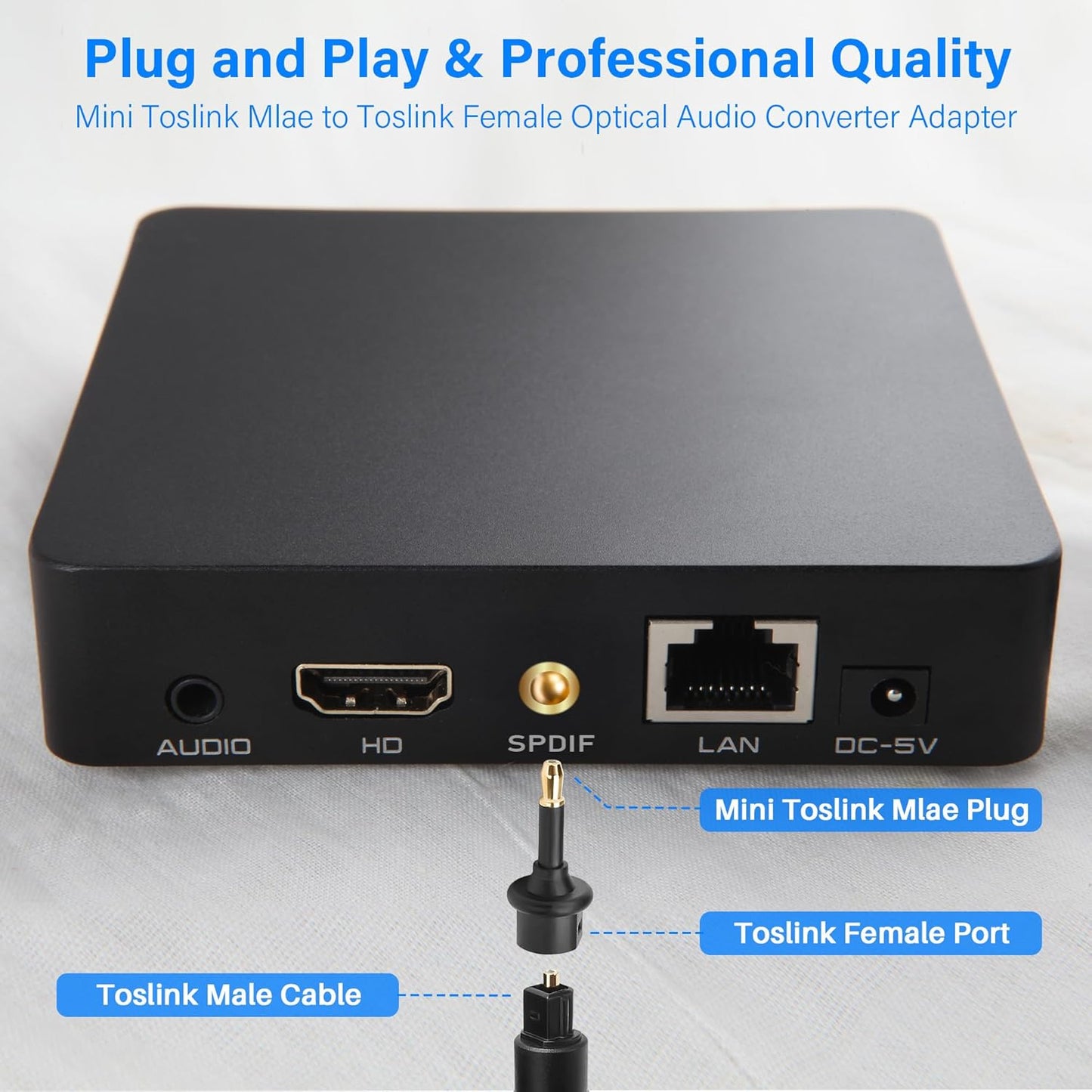 Togconn (3.5mm 2 Pack, 3.5mm Toslink to Mini Toslink Jack) Audio Adapter Toslink Female to Jack Mini Male S/PDIF