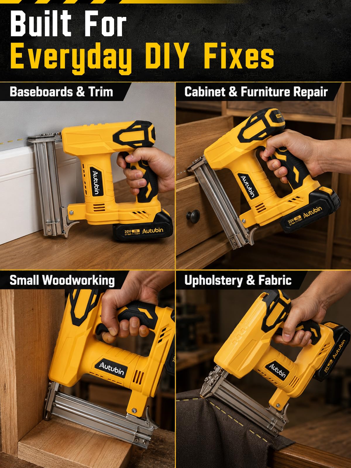 18GA Cordless Brad Nailer Compatible with Makita 18V LXT-Style Batteries, 2-in-1 Electric Nail Gun and Staple Gun Kit with 2 x 2.0Ah Batteries for Woodworking, Furniture Repair & Upholstery