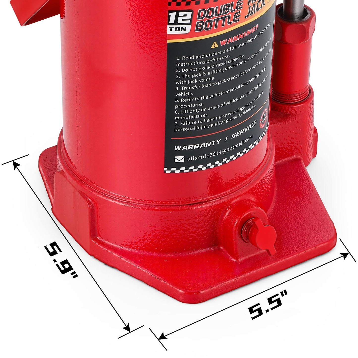 BAOSHISHAN Double Ram Bottle Jack Portable Hydraulic Bottle Jack (12 Ton Without Case)