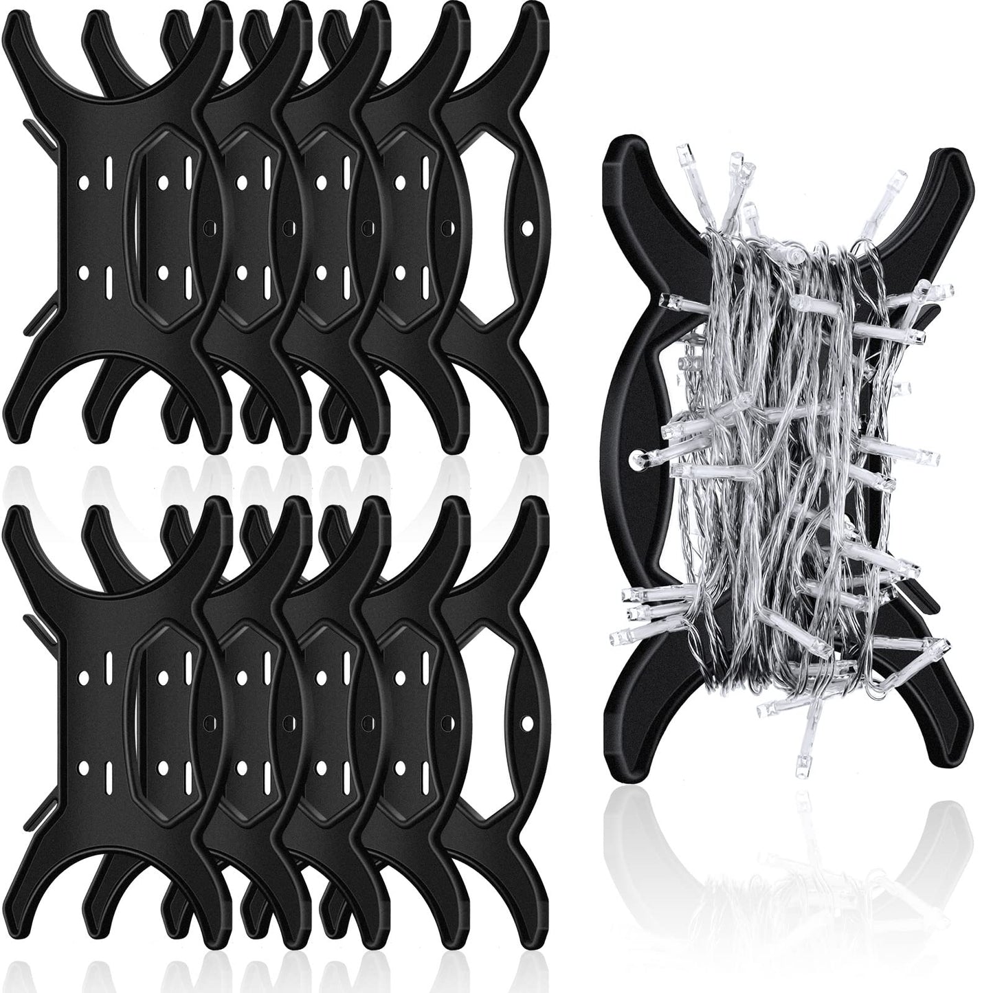 10 Pcs All Purpose Light Storage Holder Black Extension Cord Wrap Storage Reels Holiday Light Wire Spool Organizer and Hose Wind up for Cord Wire Garland