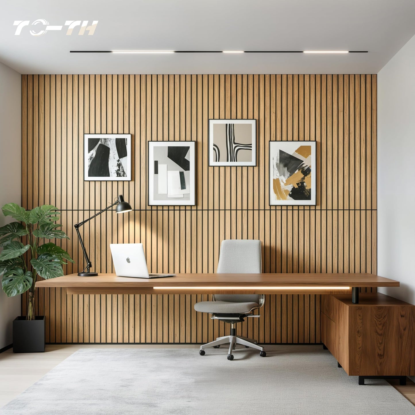 TO-TH Wood-Look Acoustic Wall Panels, 10 Pack 47.2” x 23.6” Sound Panels, Decorative Wood Panels for Wall Sound Dampening Panels for Home, Office, Basement, Teak with Mitered Edges