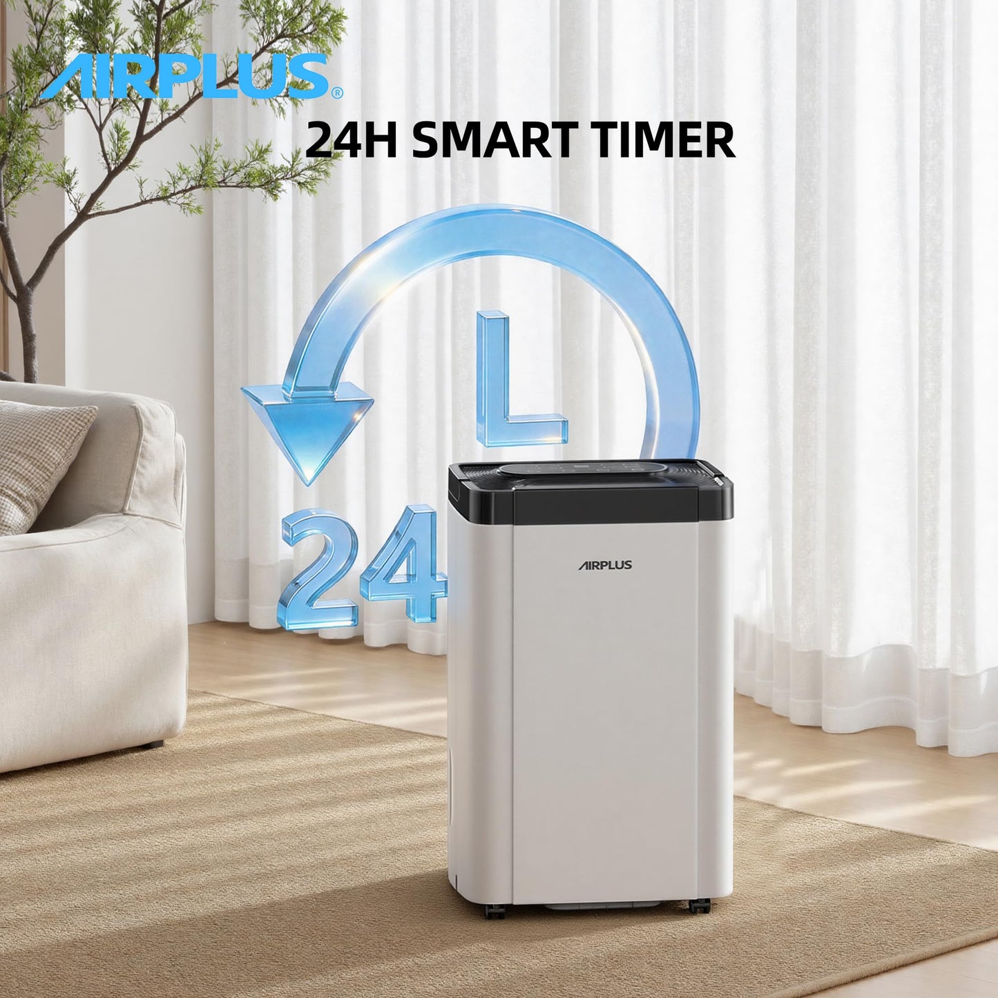AIRPLUS 5000 Sq. Ft Dehumidifier for Home and Basement, 80 Pint Portable Dehumidifiers with Drain Hose for Large Room, Quiet Sleep Mode Dehumidifier for Bedroom, RV De humidifier for Inside Camper