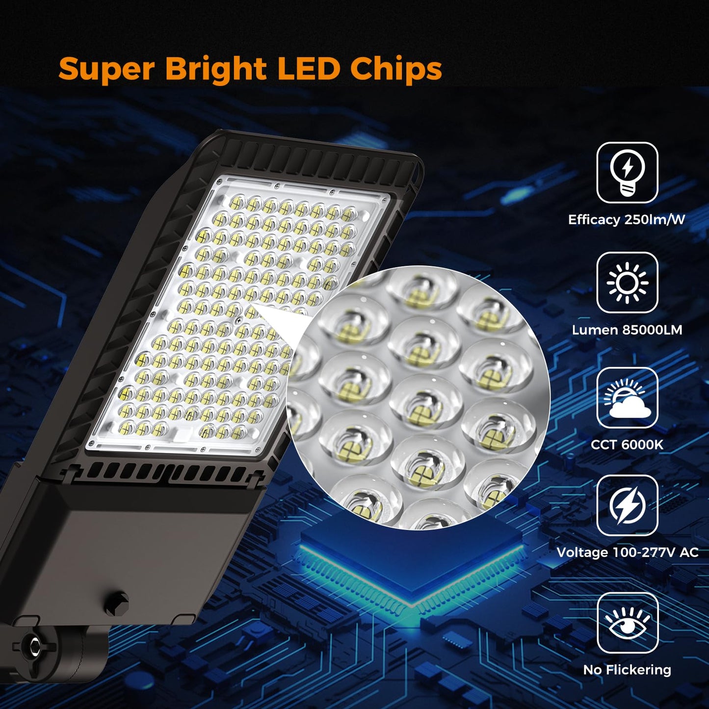 AIKVSXER 340W LED Parking Lot Lights 85000LM 6000K Street Light, Dusk to Dawn Photocell IP65 Waterproof Commercial Outdoor Area Lighting for Parking Street Roadway Yard Warehouse Garage 3 Pack