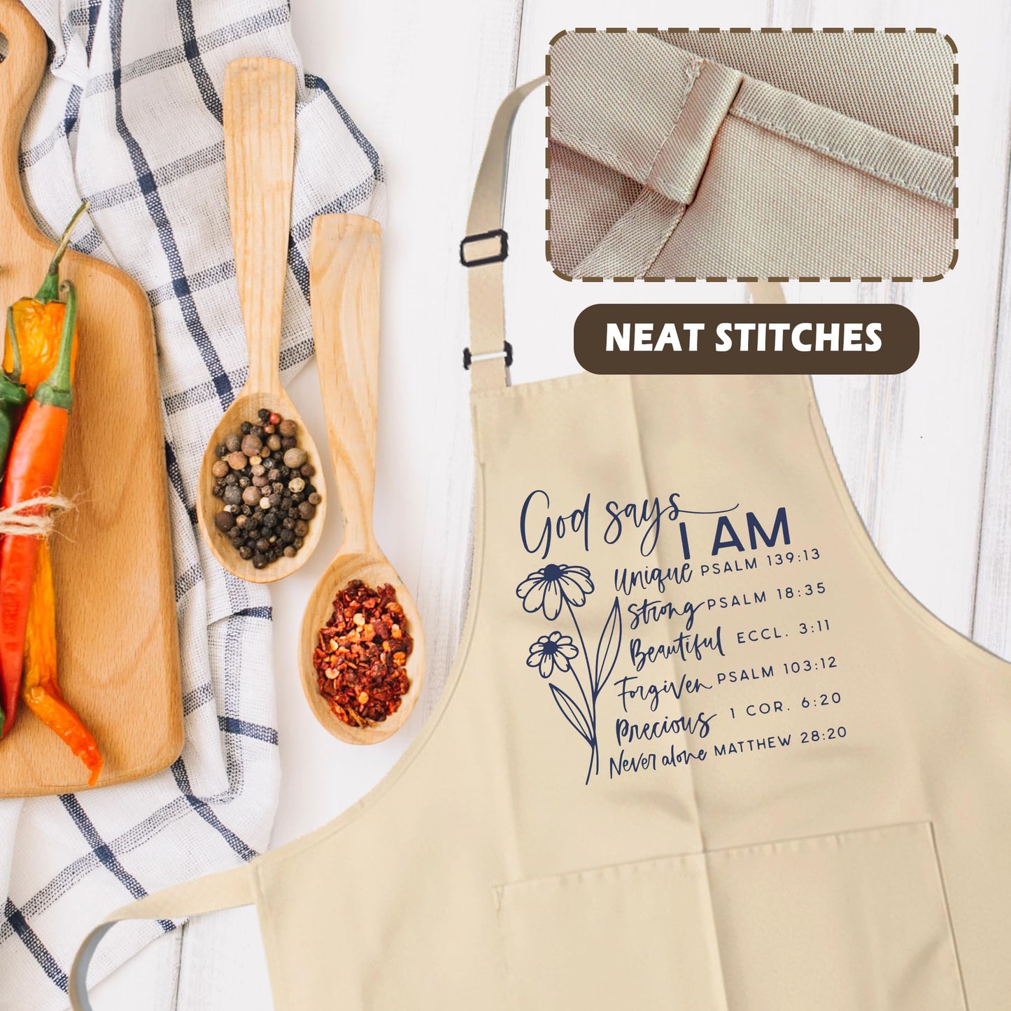 heiyihe Adjustable Cooking Aprons for Women with Pocket- God Says You Are Grilling Apron, Christian Gifts for Women, Perfect for Cooking, Gardening, Bartending, Birthday Kitchen Baking Gift-A29