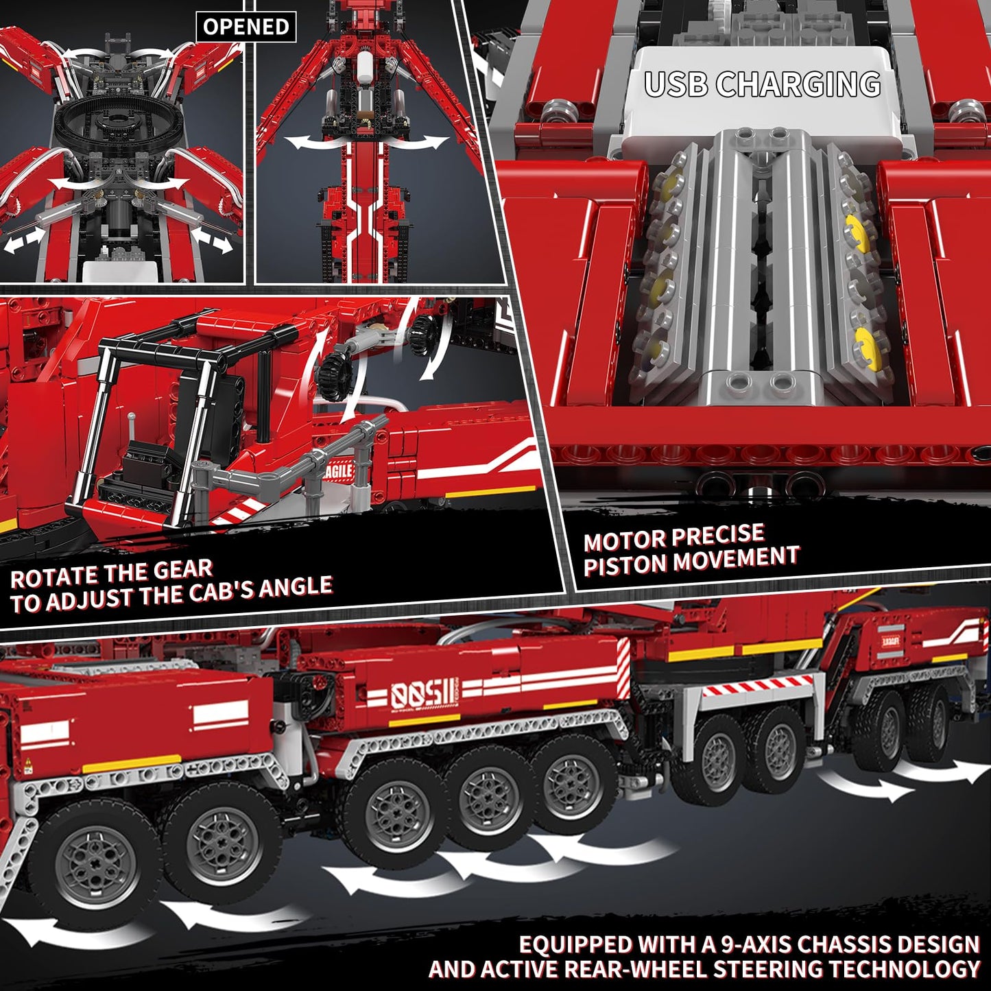 Mould King 17008 Technology Crane Building Set, Large Heavy Duty Crane Truck Building Kits with 20 Motors, APP Programmable Construction Vehicle Model Kit for Adult(8506+ PCS)