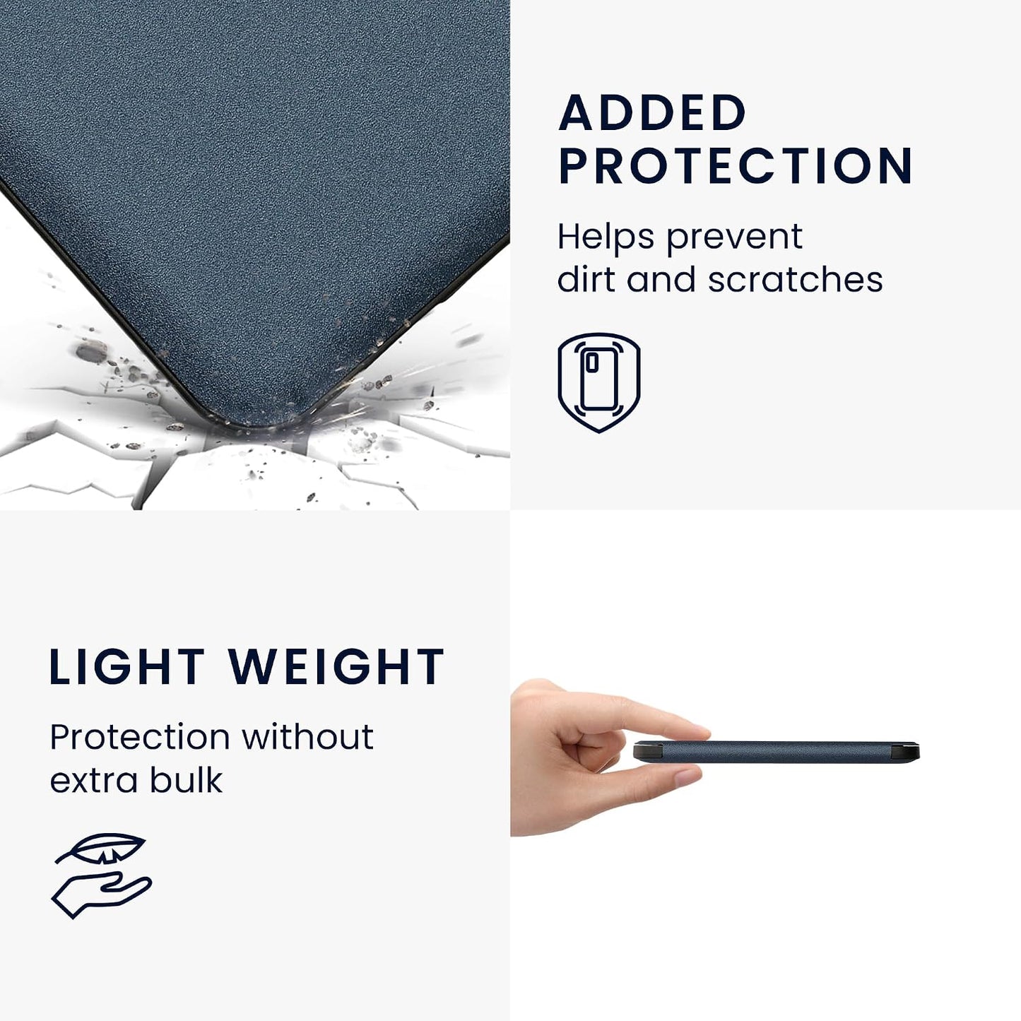 kwmobile Case Compatible with Kobo Clara BW/Colour Case - eReader Cover - Butterfly Tendril Dark Blue