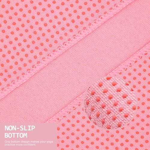 Eunzel Hot Yoga Towel - Non-Slip Grip Dot Design | Sweat-Absorbent for Bikram & Pilates | 72" x 24", Pink