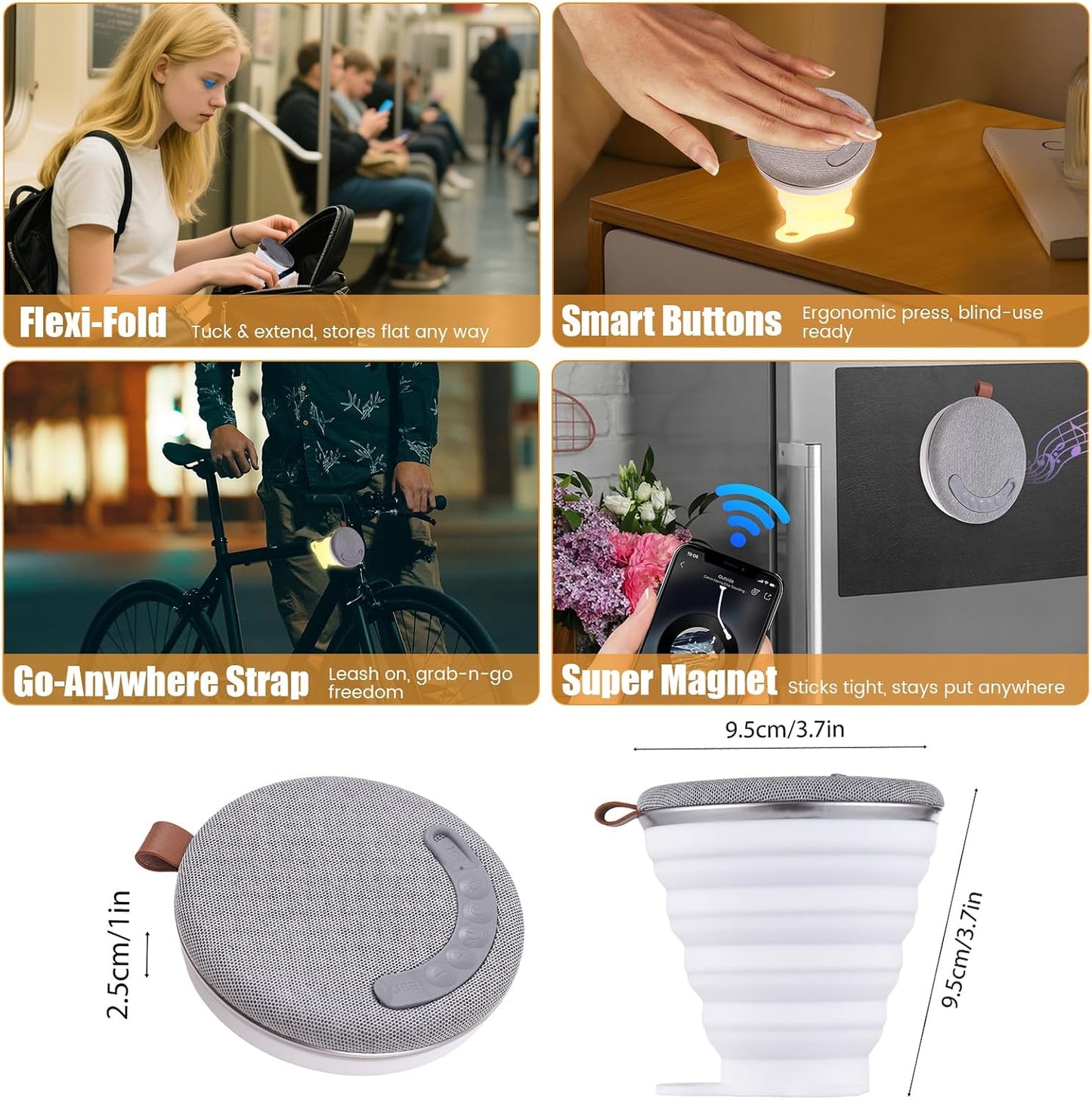 Swokely 10 Portable Bluetooth Speakers Wireless, Multifunctional Folding Portable Speaker, Sleep Sound Machine with Hrs