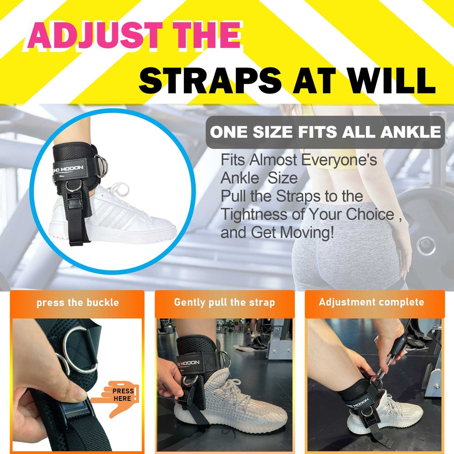 Ankle Straps for Cable Machine Accessories, Adjustable Buckle Suitable for Men & Women, Comfort fit Neoprene Ankle Cuffs for Glute Kickbacks, Lift The Butts, Gym Lower Body Exercises (Pair, Black)
