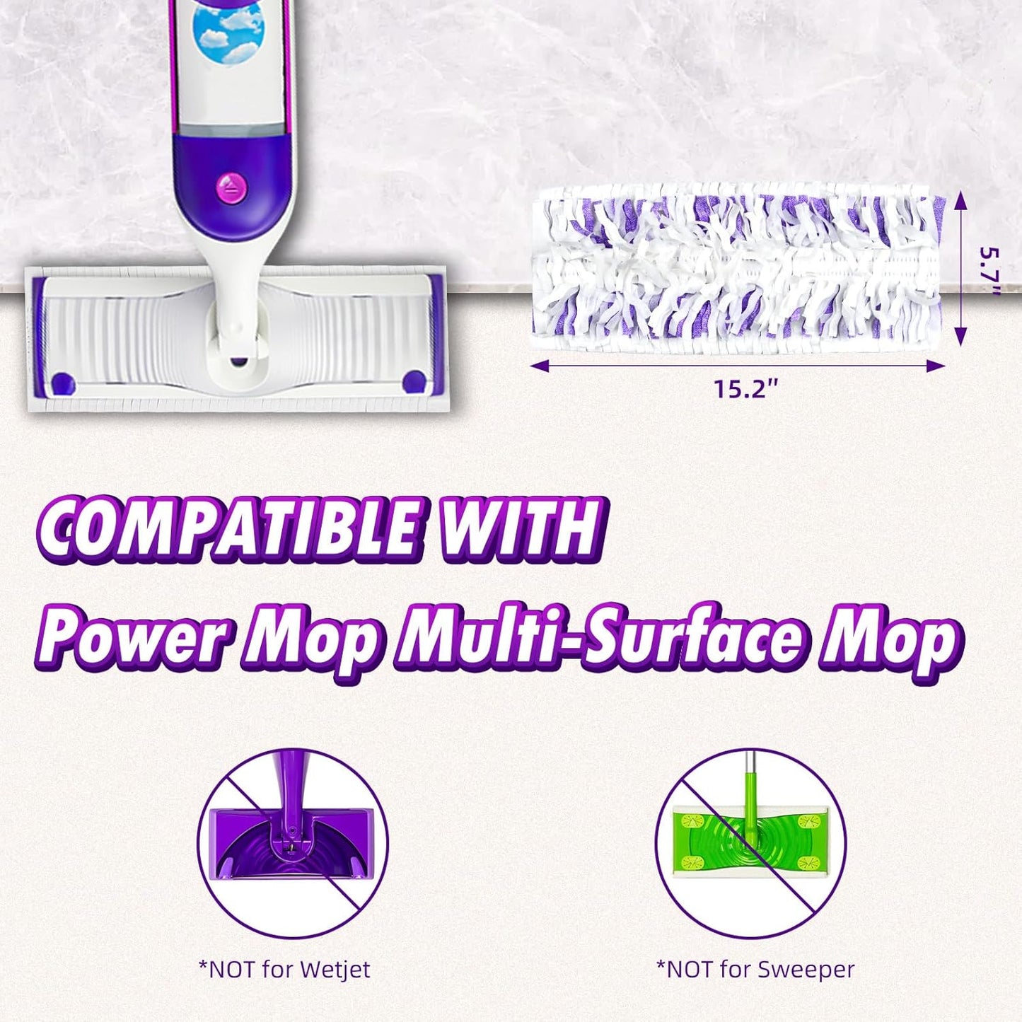 Power Mop™ Pad Refills - 25 Pack for Swiffer® | Multi-Surface Floor Cleaning, Unscented