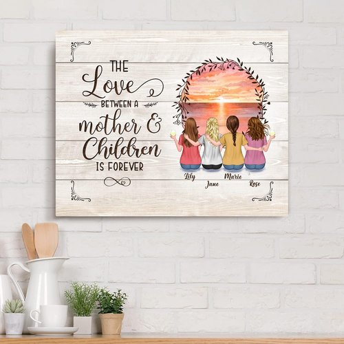Gossby Personalized Mom Wrapped Canvas - Custom Love Art for Mother & Daughters | Unique Gift for Mother's Day, Birthday