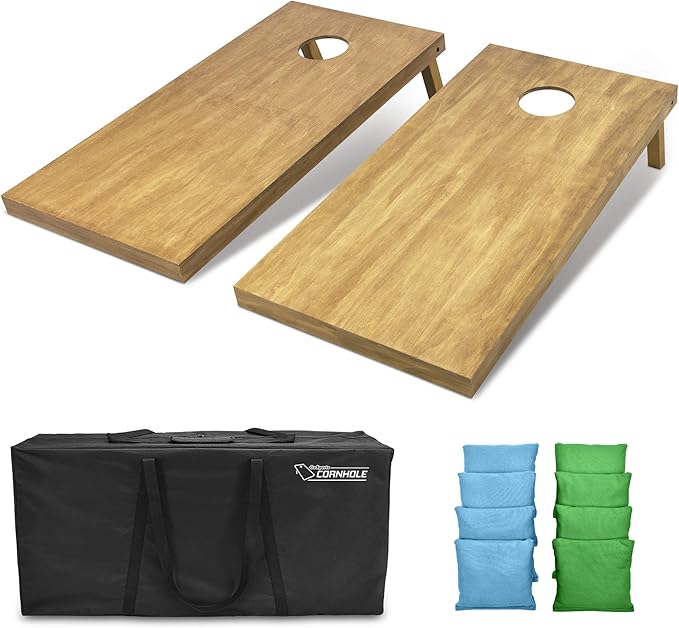 GoSports 4 ft x 2 ft Regulation Size Wooden Cornhole Boards Set - Includes Carrying Case - Full Regulation Size Bean Bag Toss Boards