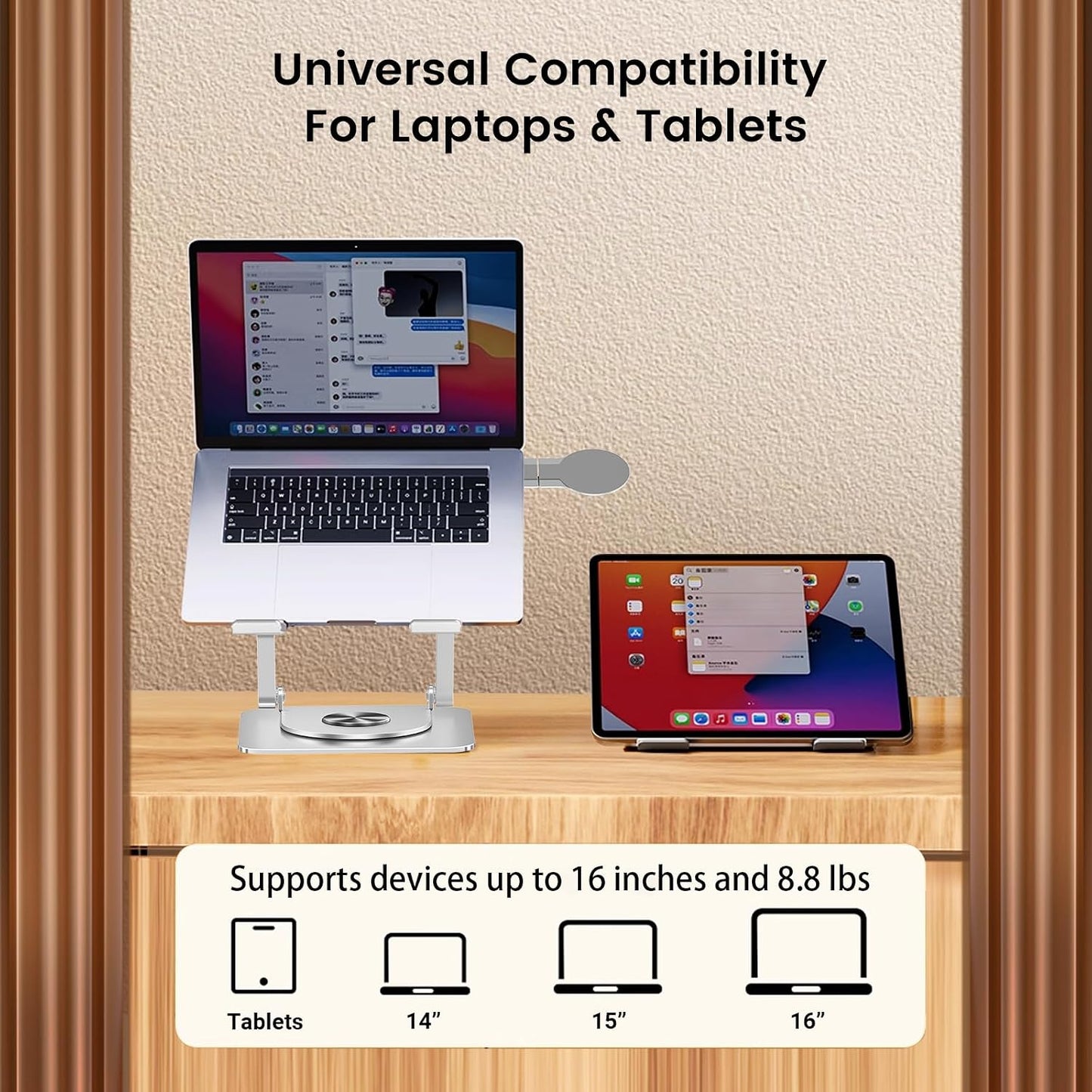 Benriotel 360 12 10-16 Inch Laptop Stand with Magnetic Phone Holder for Desk, Ergonomic Foldable Laptop Riser