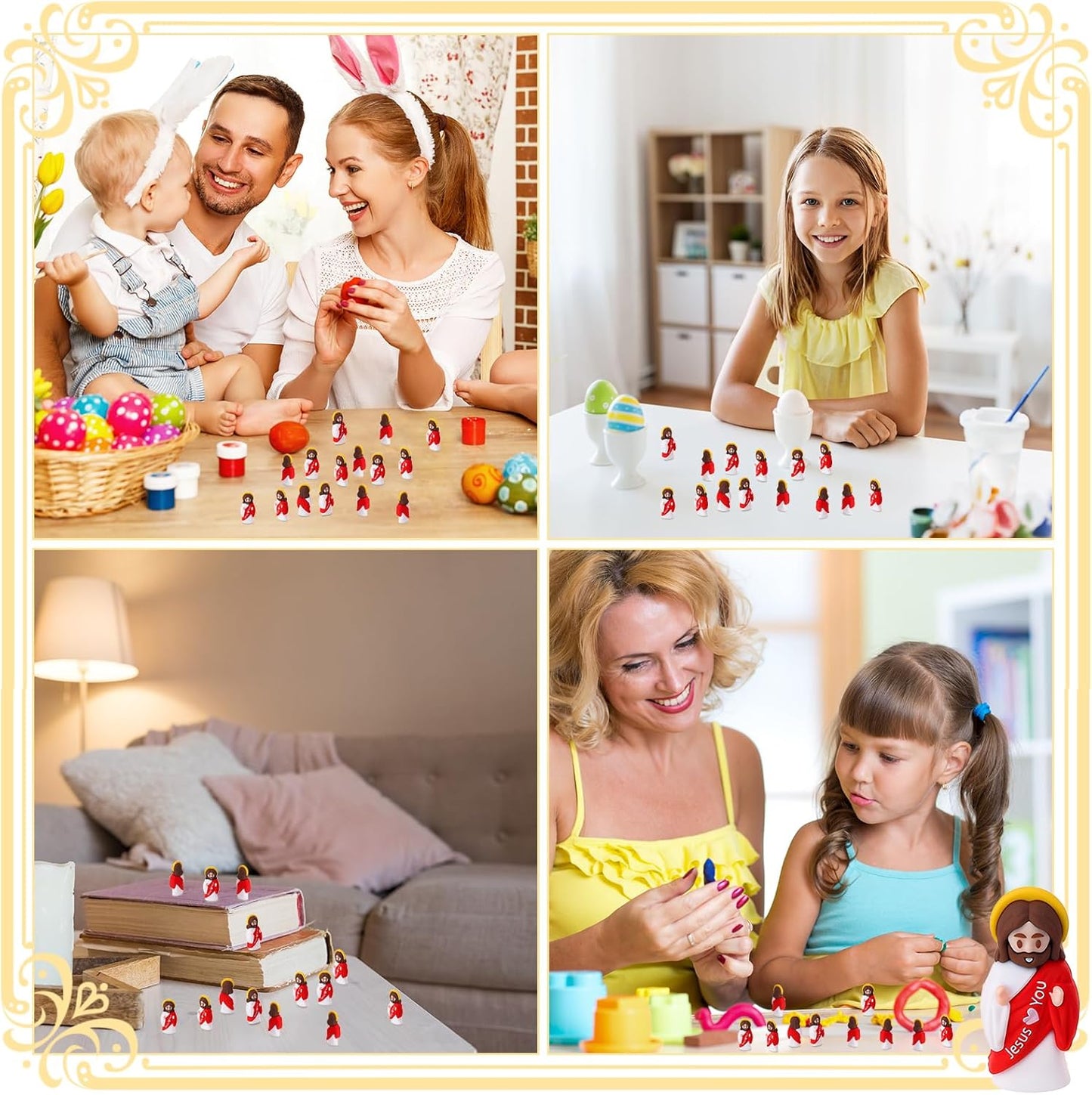Skiennix Mini Jesus Figurines - 30 Pcs Tiny Easter Figures for Religious Gifts & Sunday School (Red)