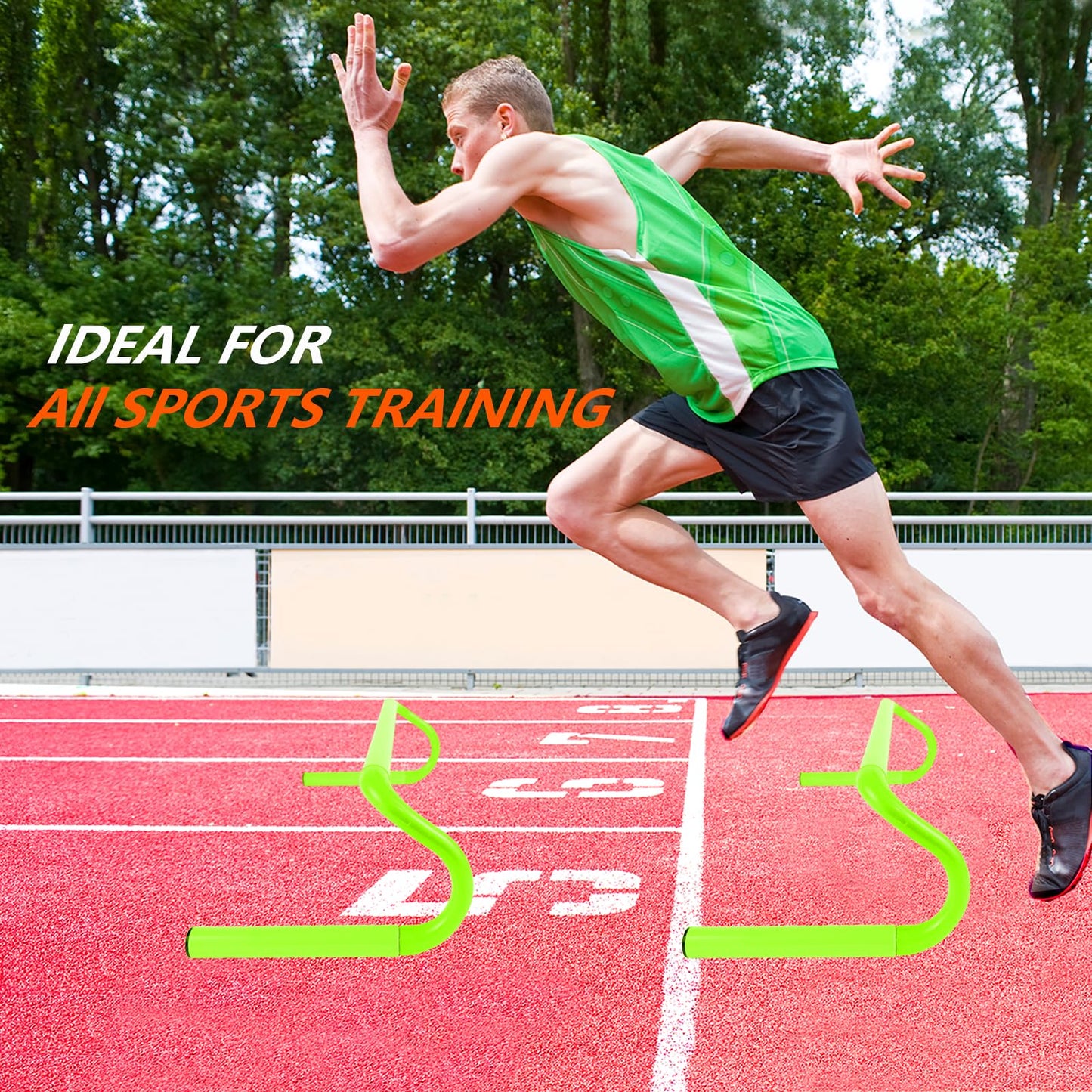QIJISTORM 10 Pcs 6" Speed Agility Training Hurdles with 6 Marker Cone Durable Detachable Training Equipment Plyometric All Speed Hurdle for Athletes Soccer Basketball Football Practice Green