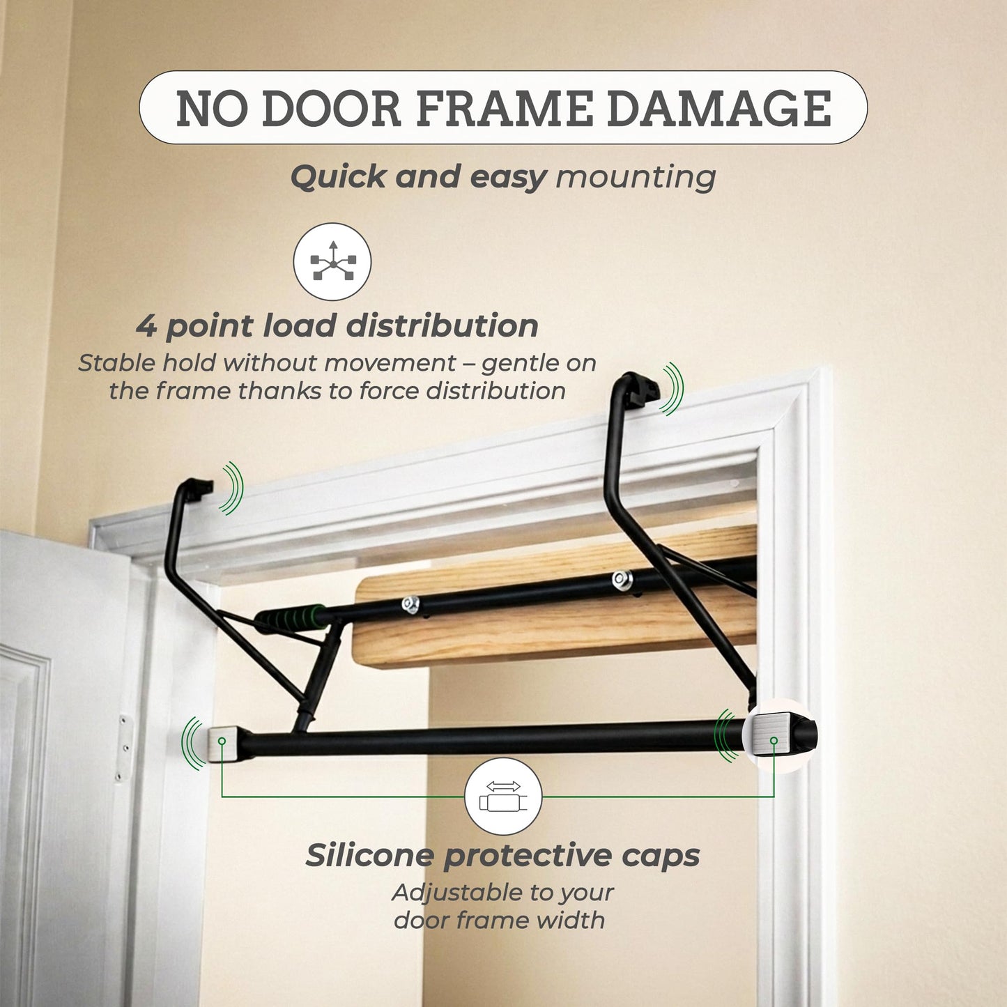 Doorway Hangboard Pull-Up Bar for Fingerboard, Rock Climbing, and Bouldering Training, No Drilling Required, Grip Strenth Training at Home