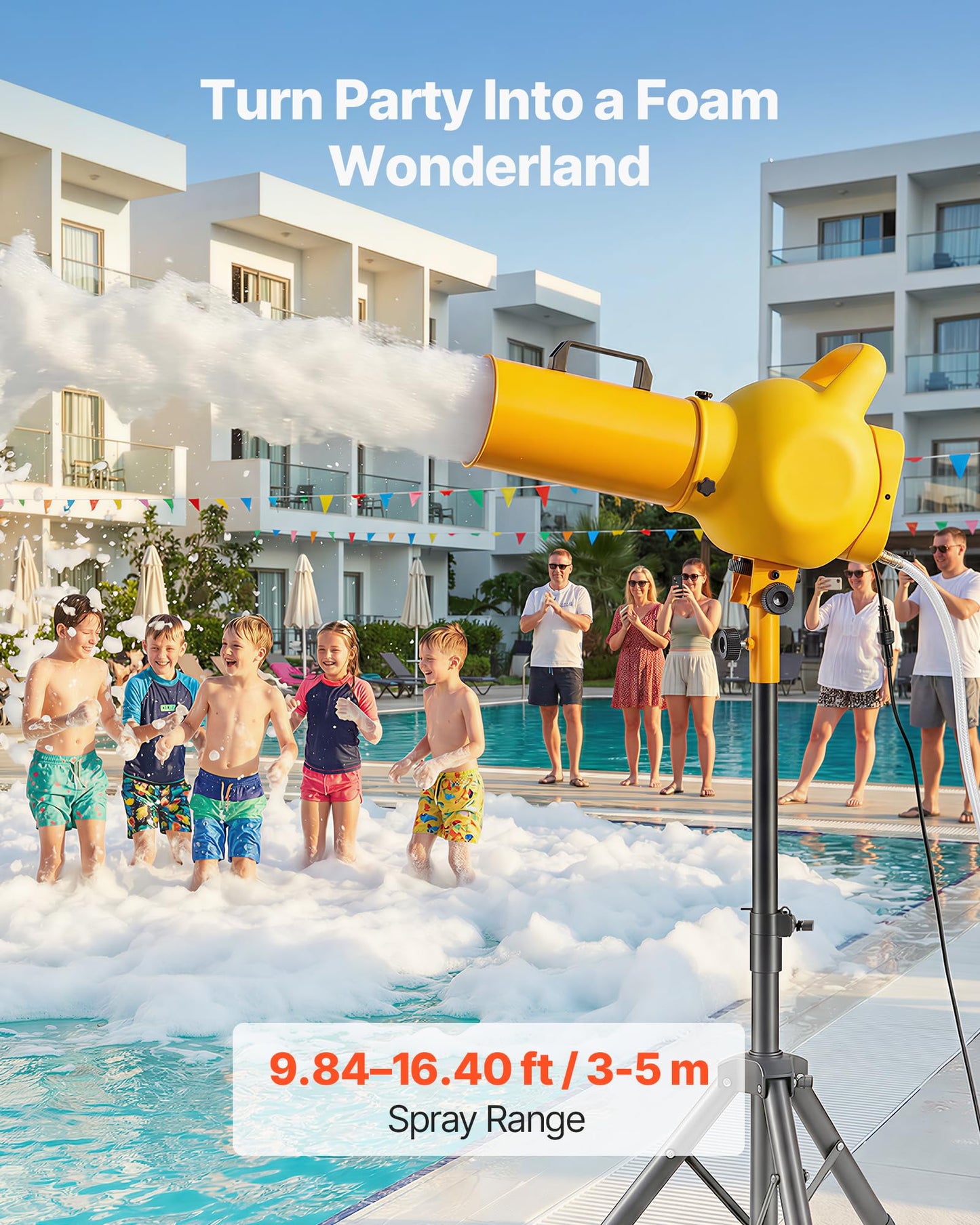VEVOR Foam Machine, Handheld Spray Foam Cannon Party Machine, Bubble Cannon with Fan & Triangular Structure, Dense Foams Maker for Gatherings, Backyard, Celebrations & Party, Continuous Foams Output