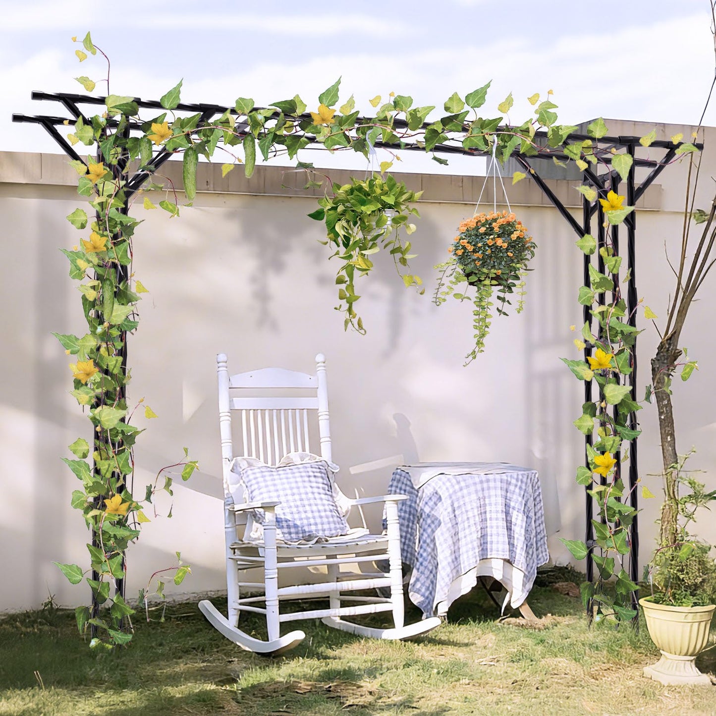 Supersize Flattop Garden Arch - 141" L x 106" H Garden Arch Trellis for Climbing Plants Outdoor (Leg spacing 106")